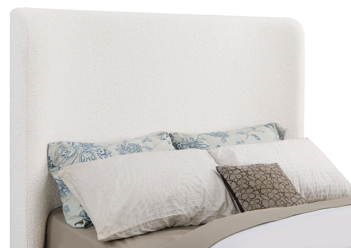 Nala Eastern King Boucle Platform Bed in Cream