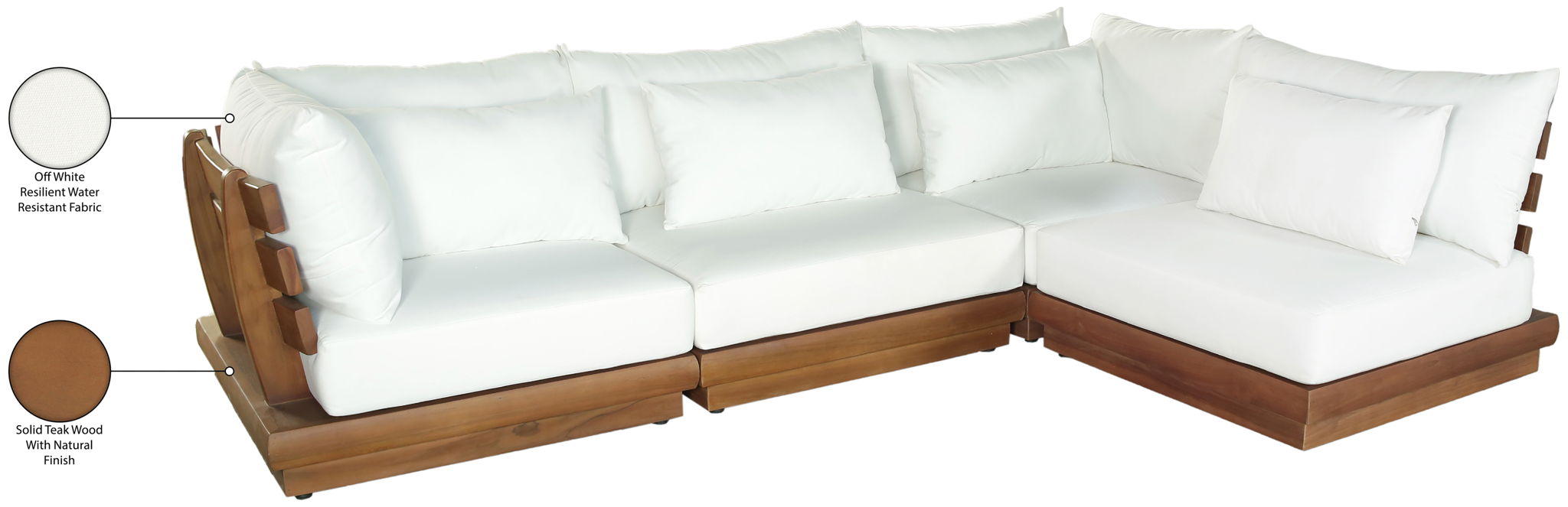 Mirella - 4 Piece Water Resistant Fabric Outdoor Patio Modular Sectional