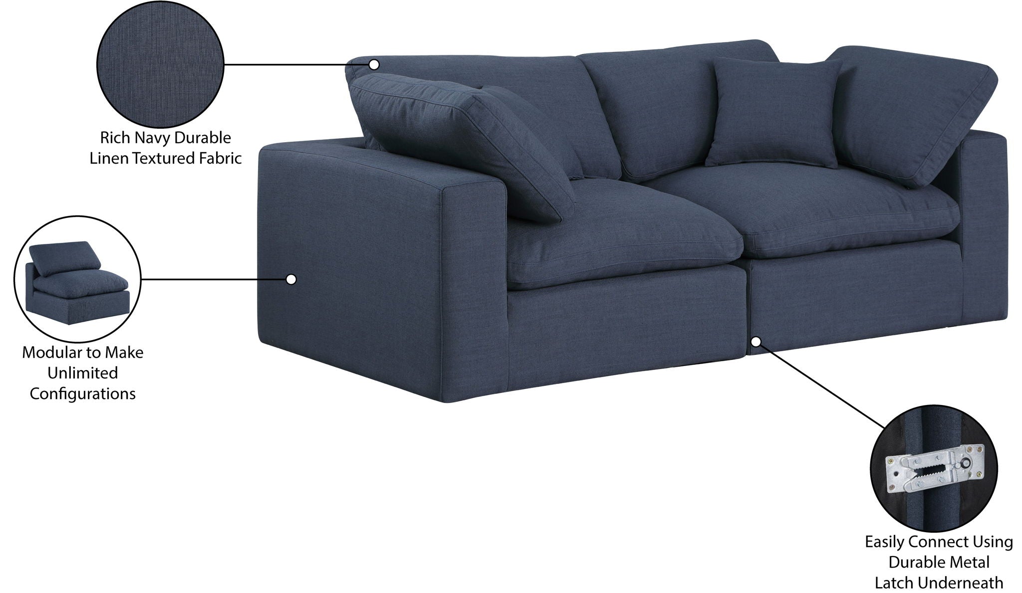 Comfy - Linen Modular Sofa 2 Seats