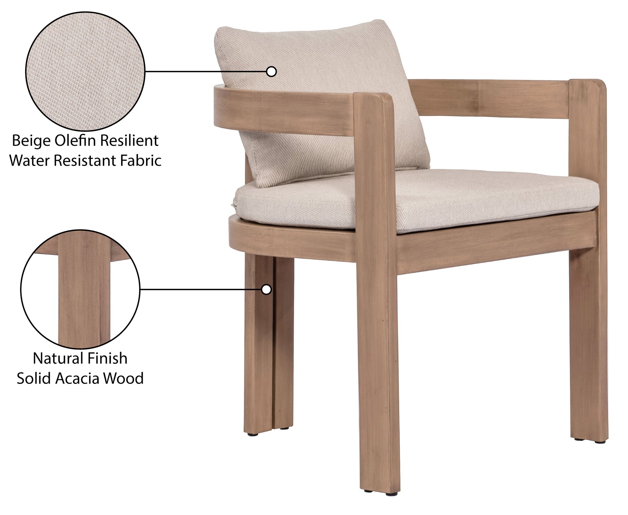 Newport - Water Resistant Fabric Upholstered Outdoor Patio Dining Chair