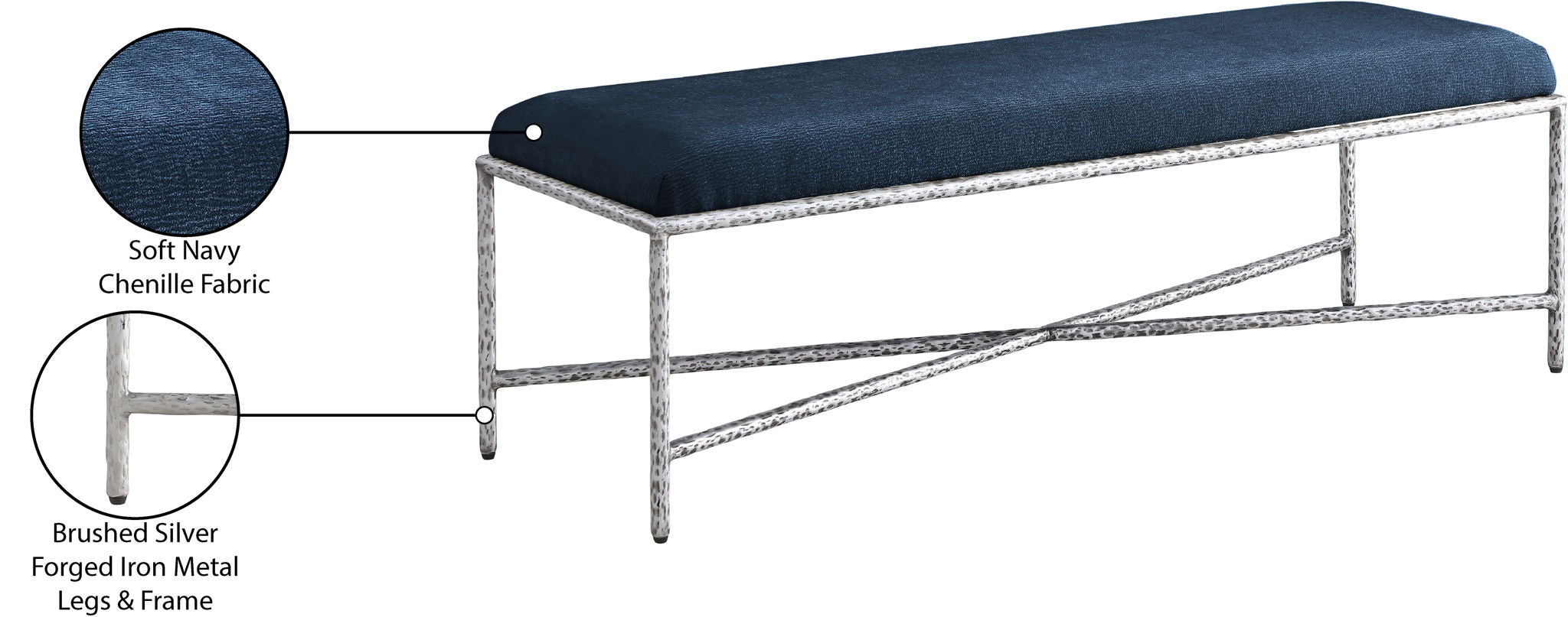Valley - Bench With Silver Frame