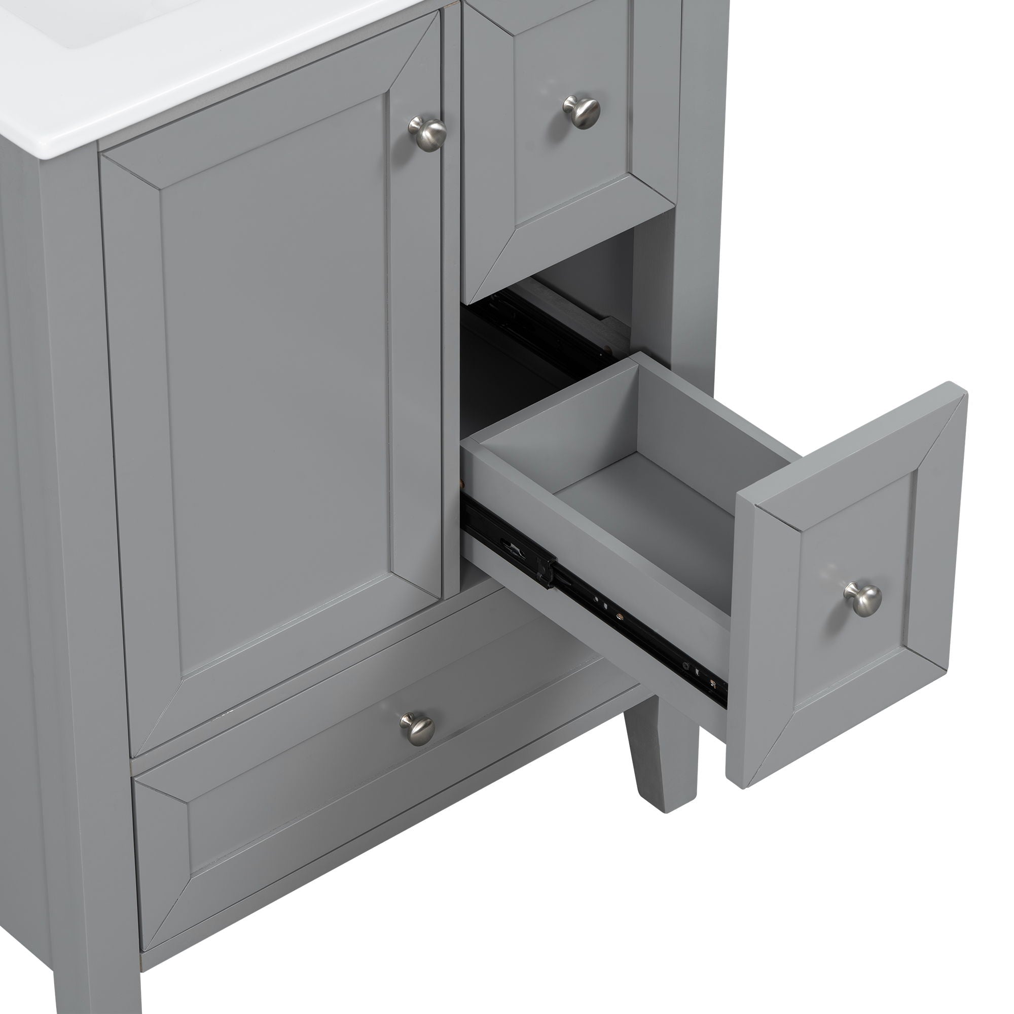 Modern Bathroom Vanity With Sink, Freestanding Cabinet With Drawers And Shelves