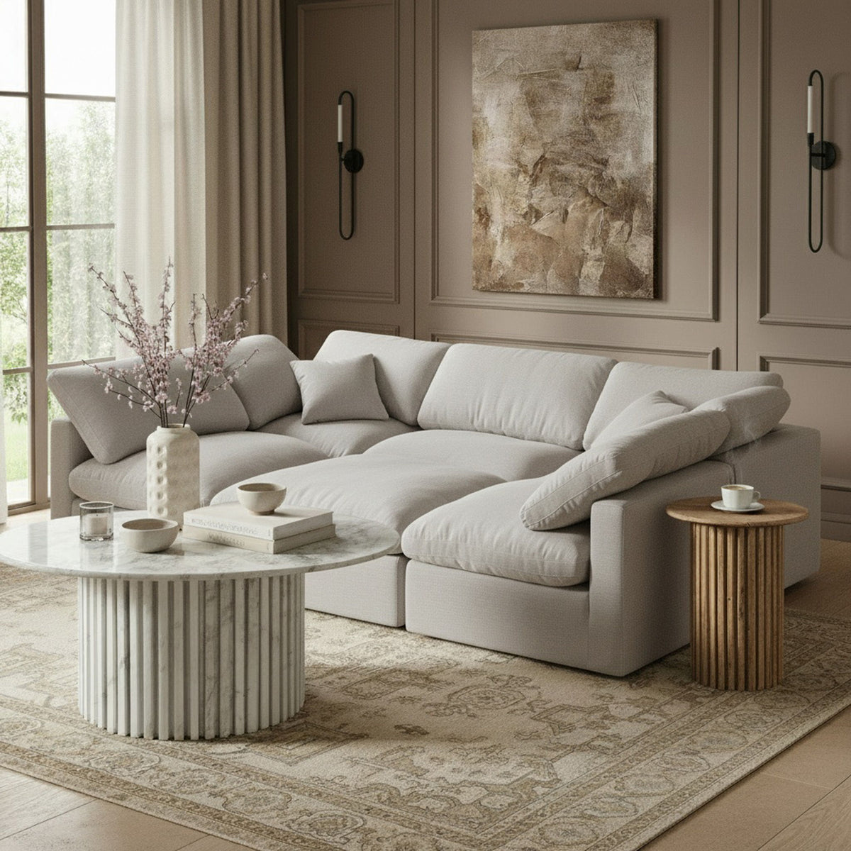 Indulge - Linen 6 Piece Modular Sectional