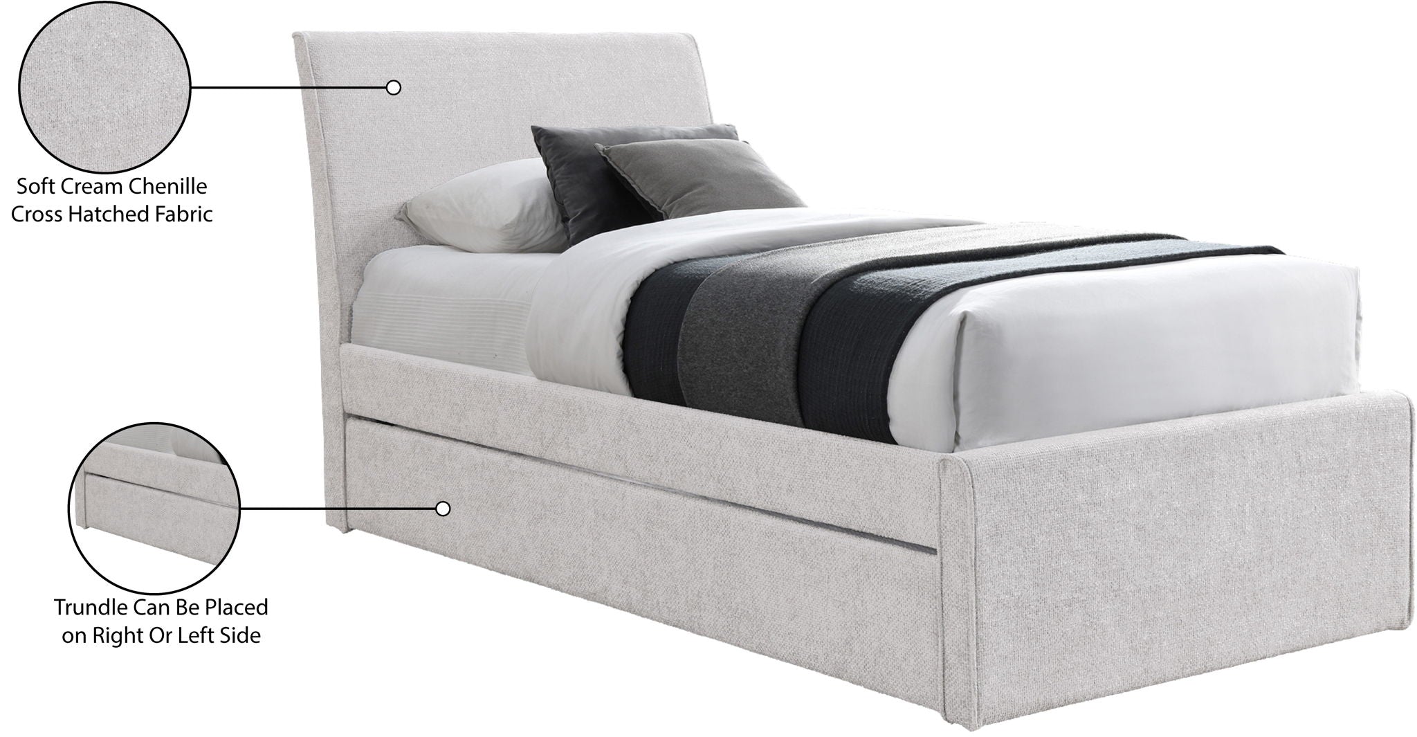 Myles - Chenille Twin Trundle Bed