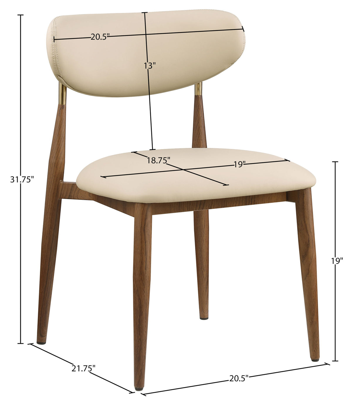 Ronda - Vegan Leather Upholstered Dining Side Chair - Walnut Legs