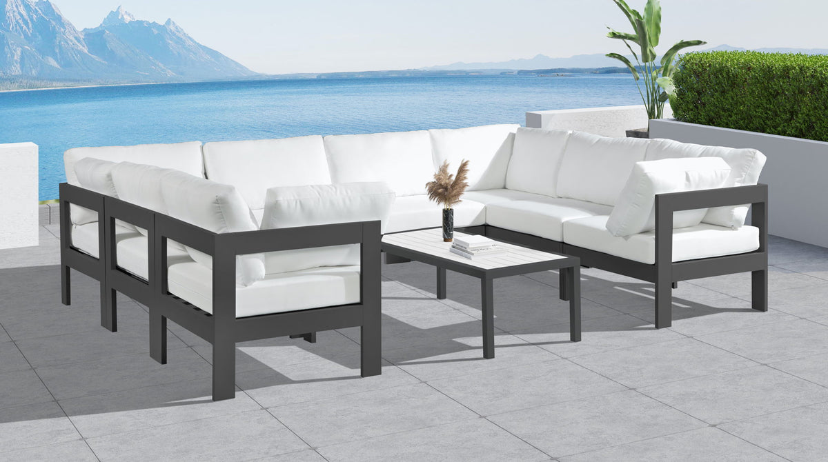 Nizuc - Outdoor Patio 8 Piece Modular Sectional With Gray Frame