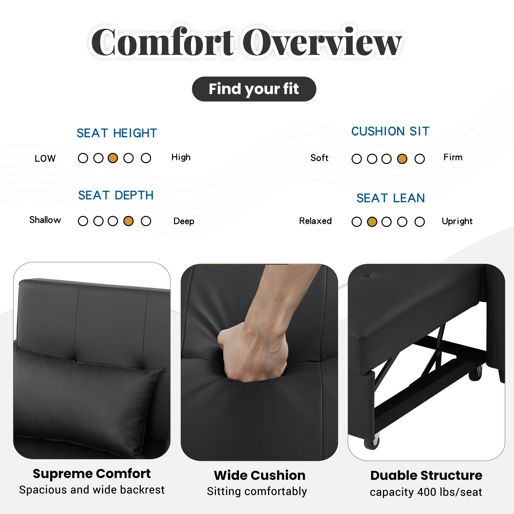 Convertible Sleeper Sofa Bed With 3 USB Ports