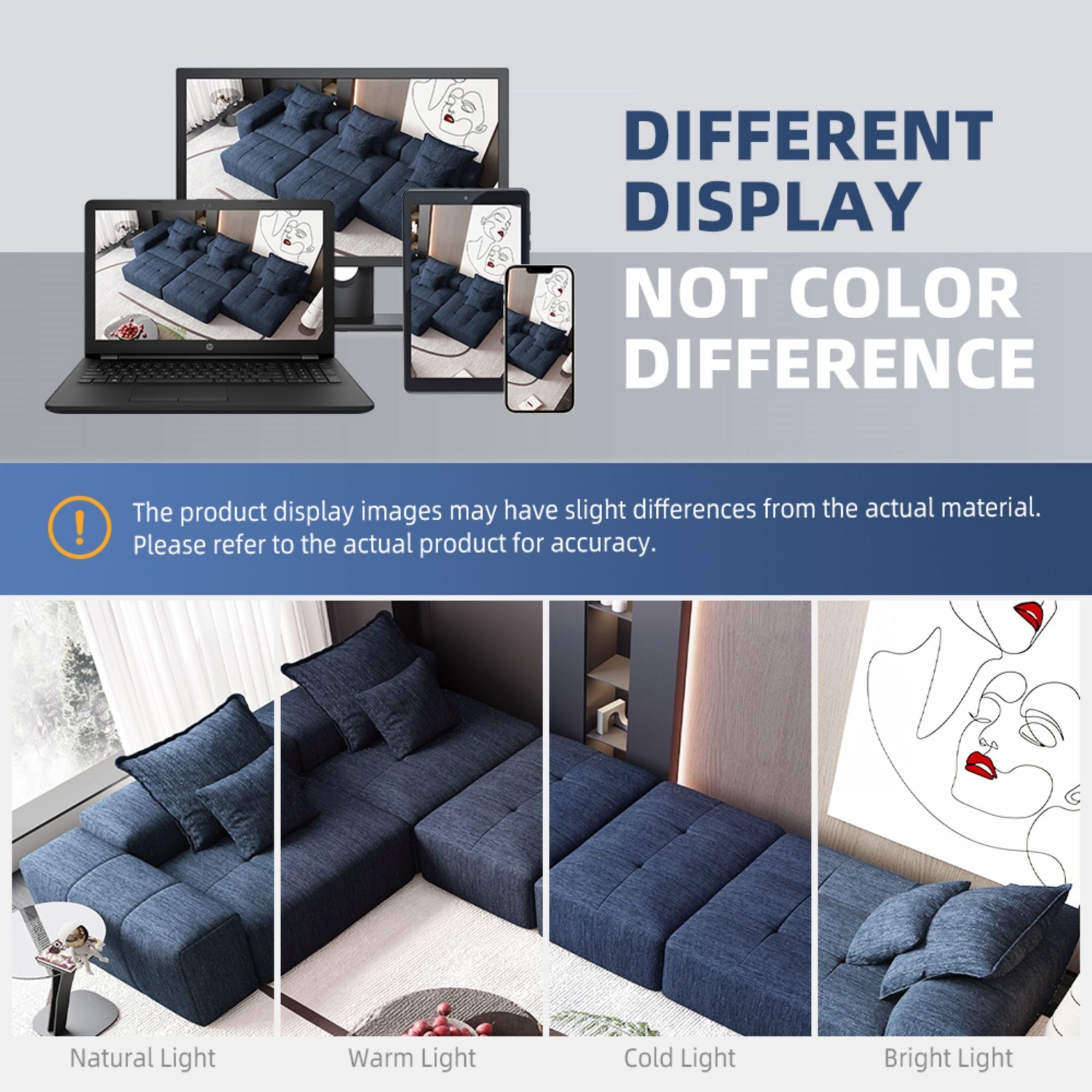 Modern Oversized Diy Combination Modular Sectional Sofa & Pillows