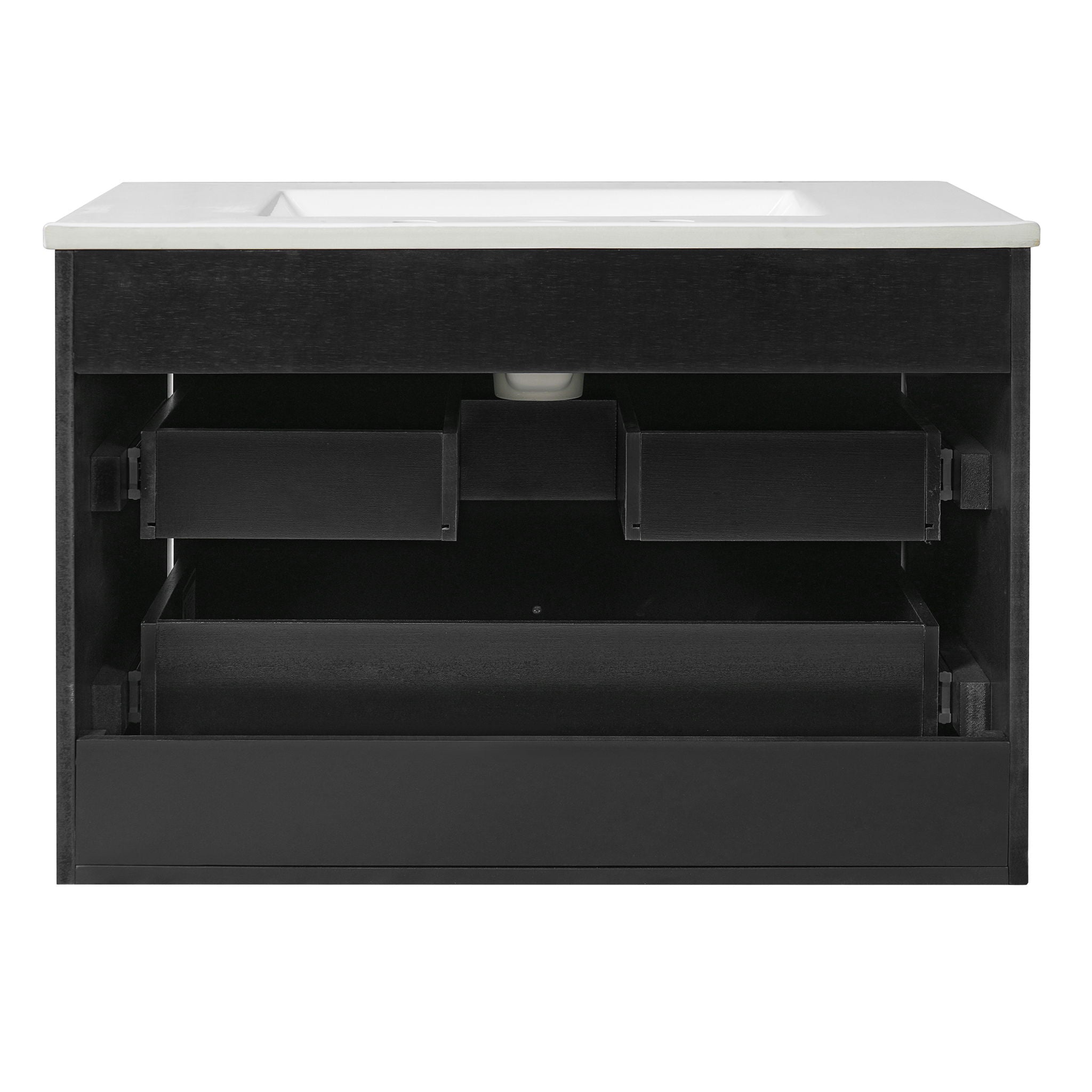 Floating Bathroom Vanity With Oval Knobs & Round Edge, Soft Close Drawer Slides