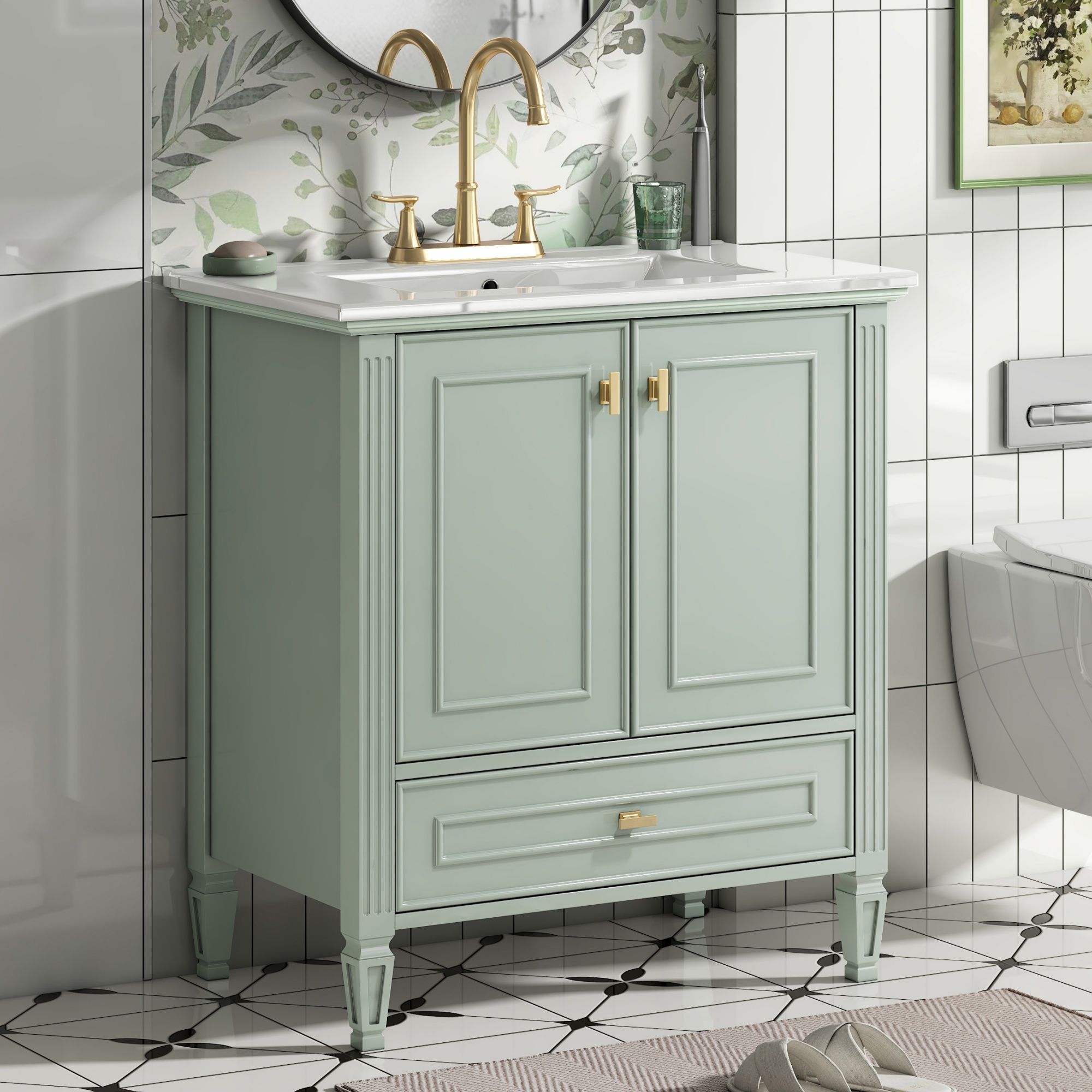 Freestanding Vanity With 1 Drawer & 2 Soft Close Doors With Door Mounted Storage