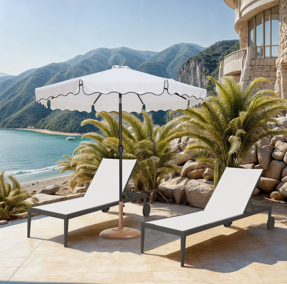 Amalfi - Patio Umbrella - Light Brown Base / Black Pole
