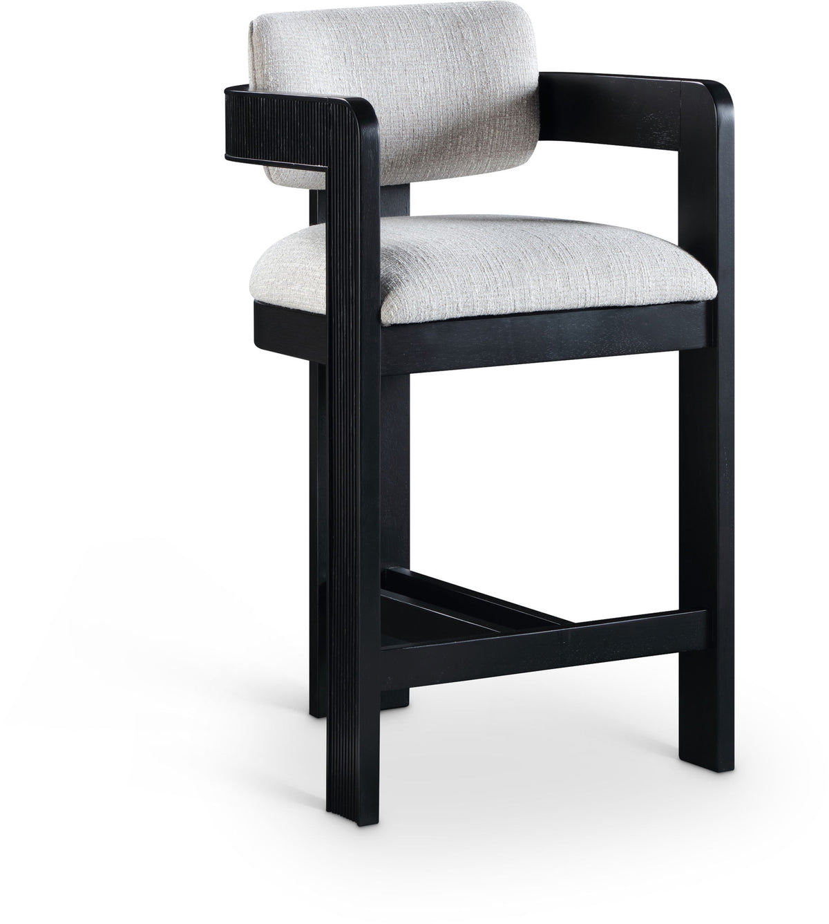 Sacha - Linen Stool With Black Base