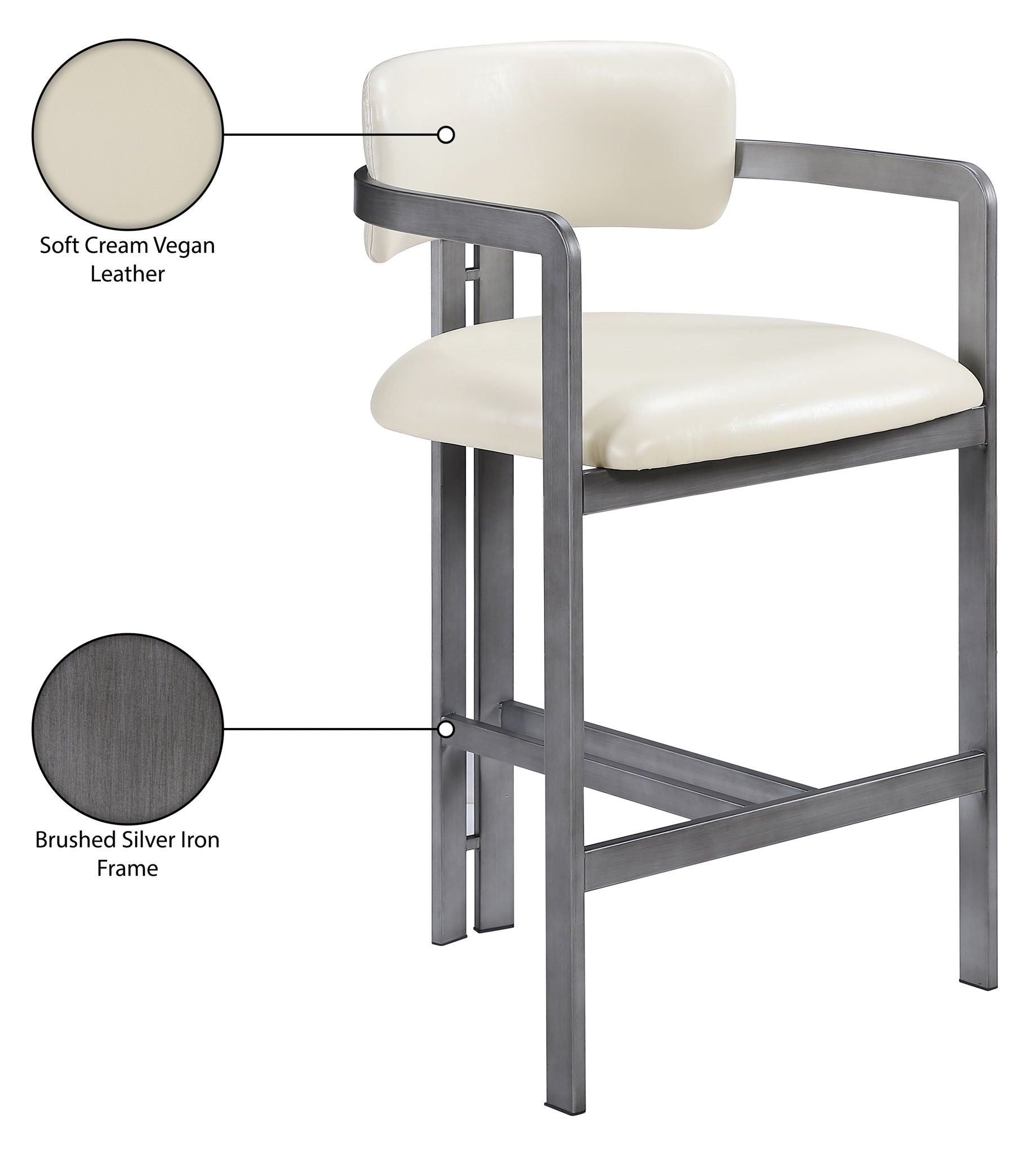 Aurum - Vegan Leather Upholstered Counter Stool With Gray Base