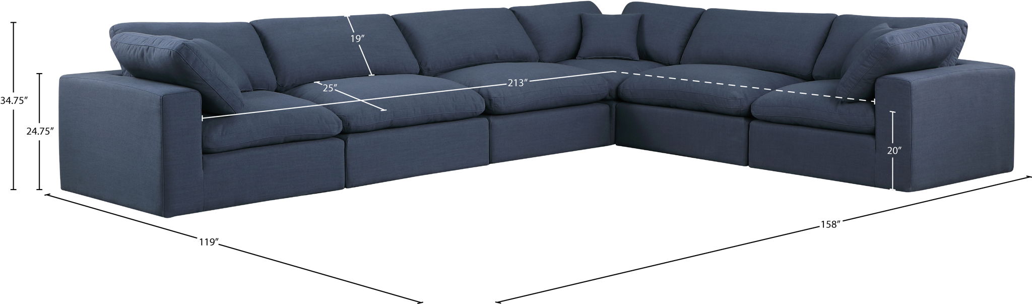 Comfy - 6 Piece Linen Modular Corner Sectional