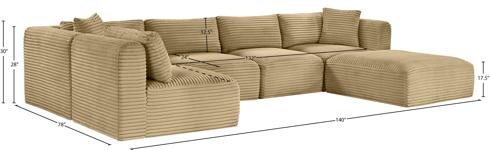 Shaggy - 6 Piece Modular U-Shaped Sectional