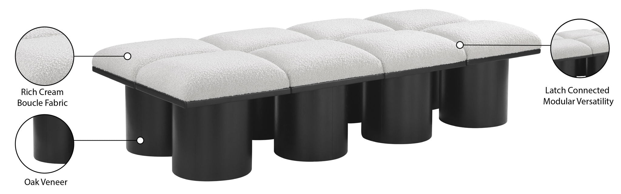 Pavilion - 8 Piece Modular Bench With Black Base
