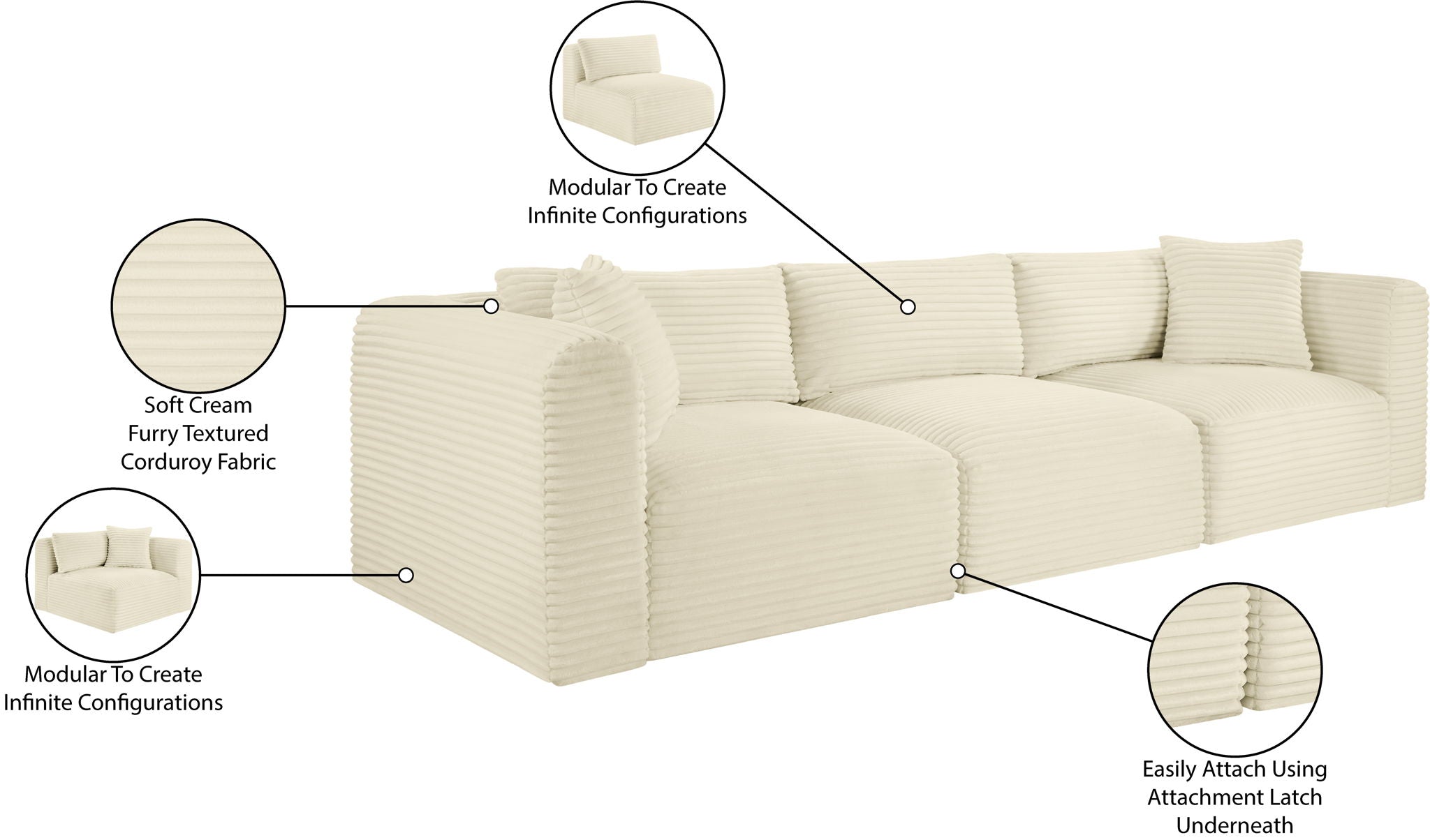 Shaggy - 3 Seat Modular Sofa