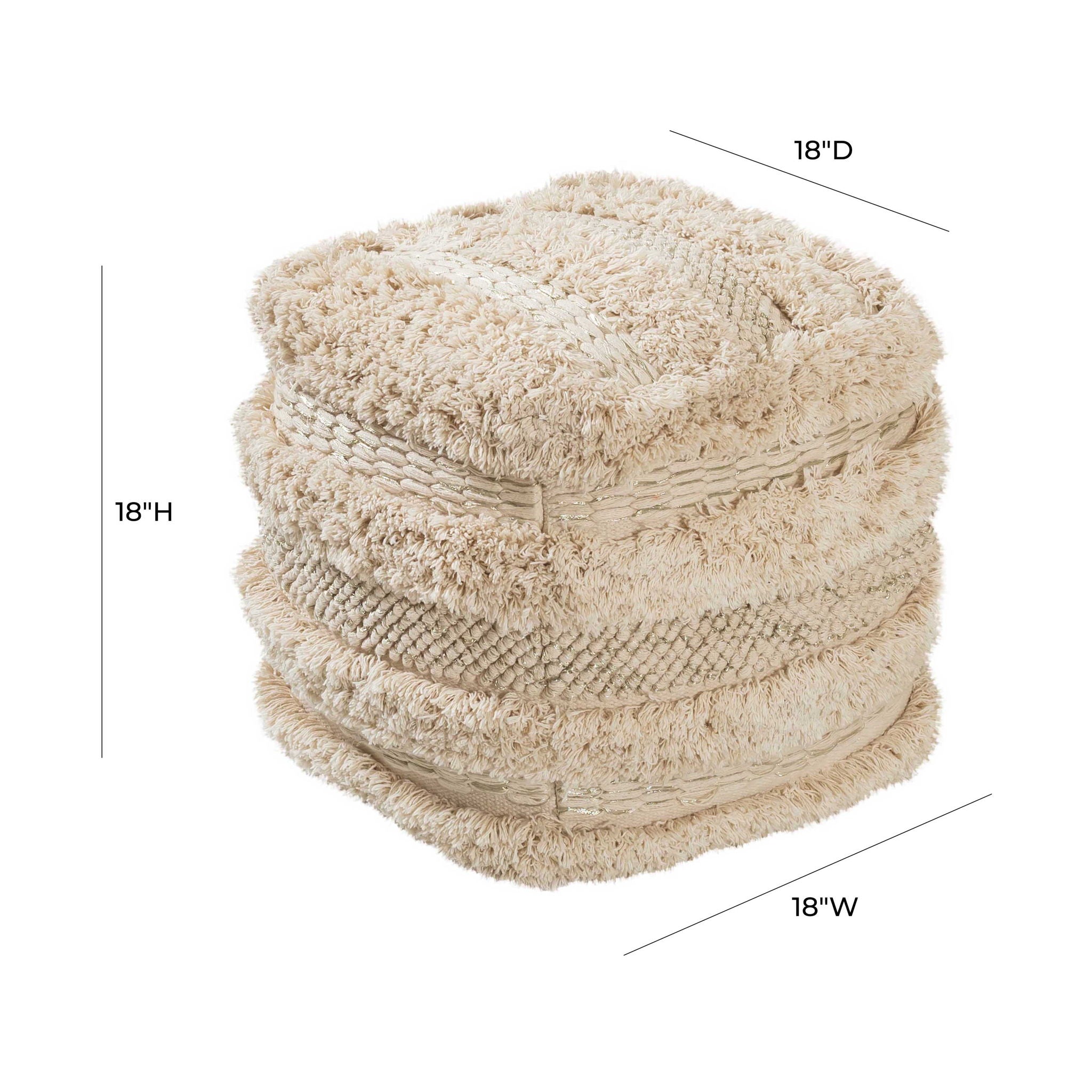 Yorba - Cotton Pouf - Beige