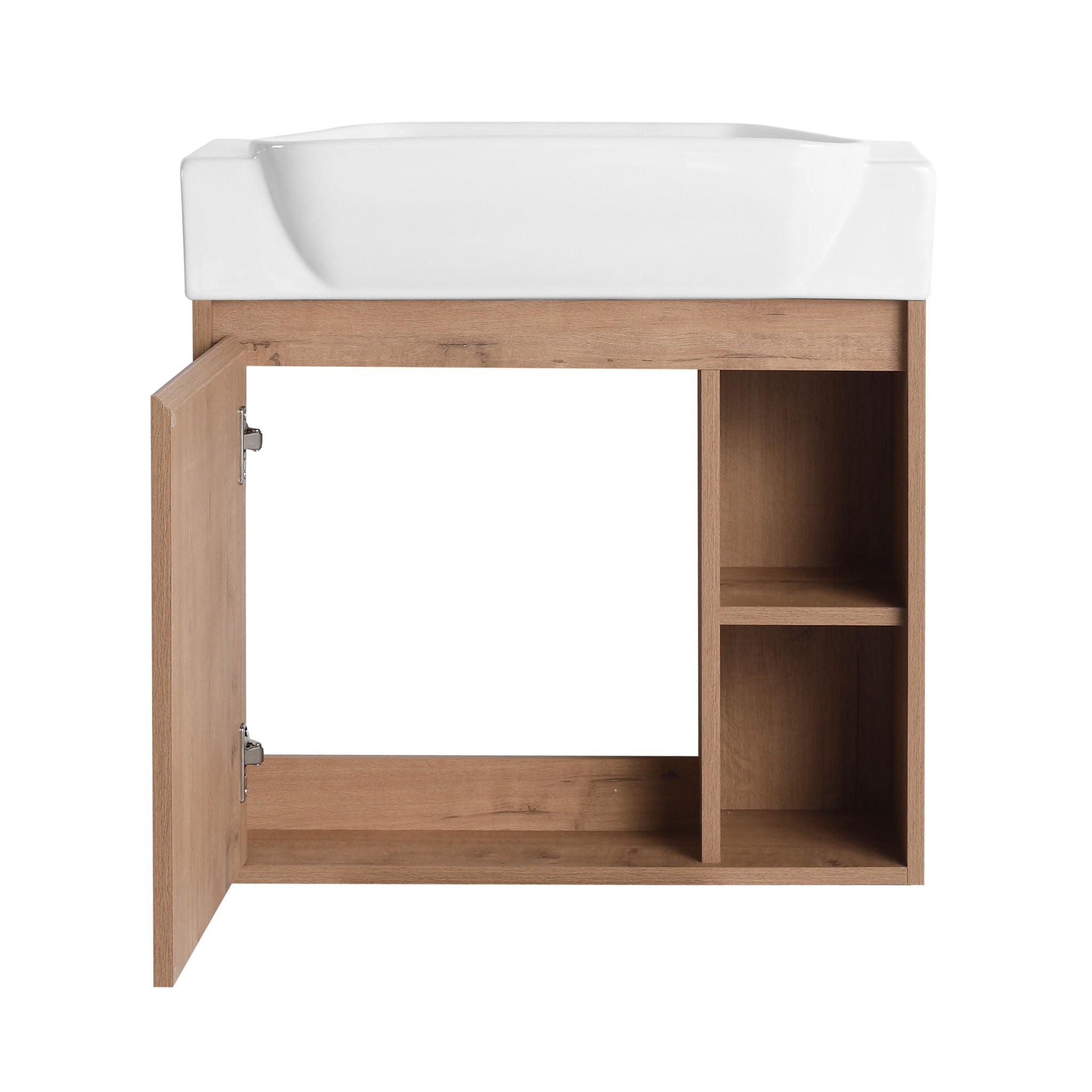 24" Wall Mounted Bathroom Vanity & Sink & Soft Close Door - Imitative Oak / White