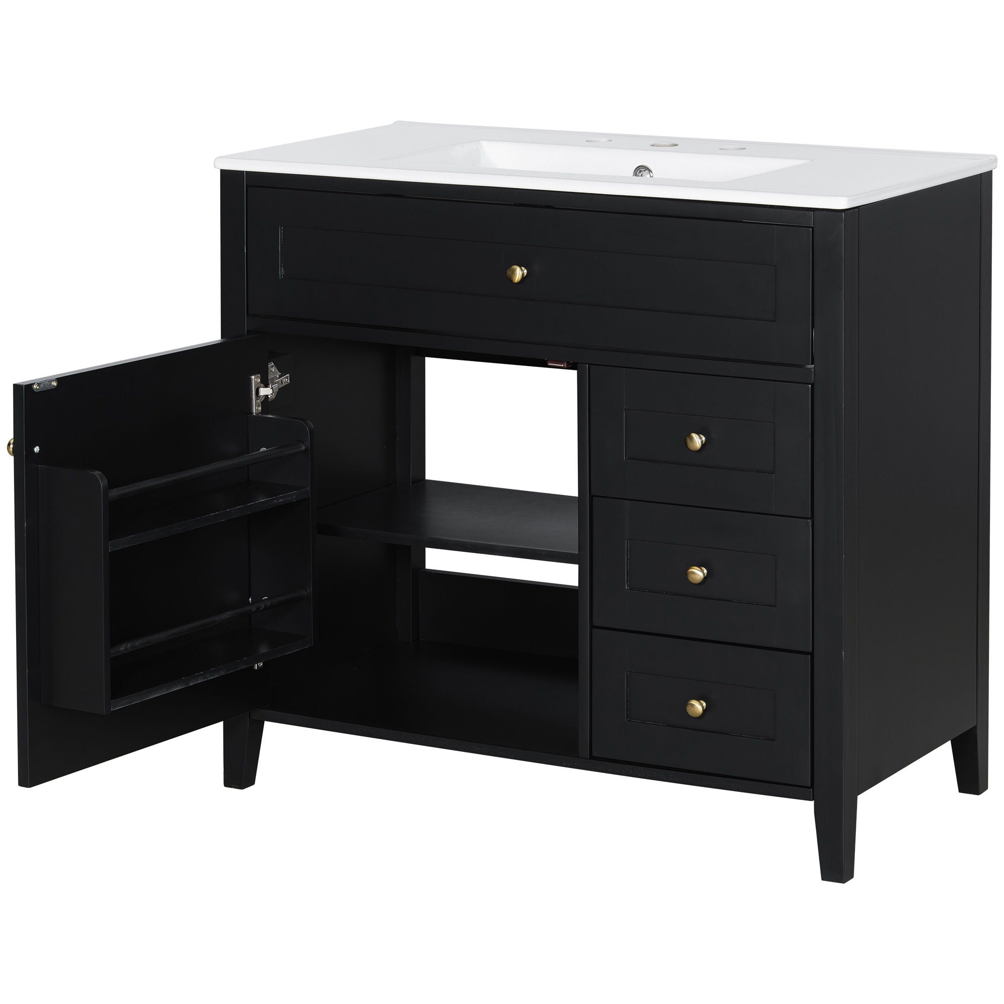 Bathroom Vanity With Sink, Cabinet With 3 Drawers And Adjustable Shelf