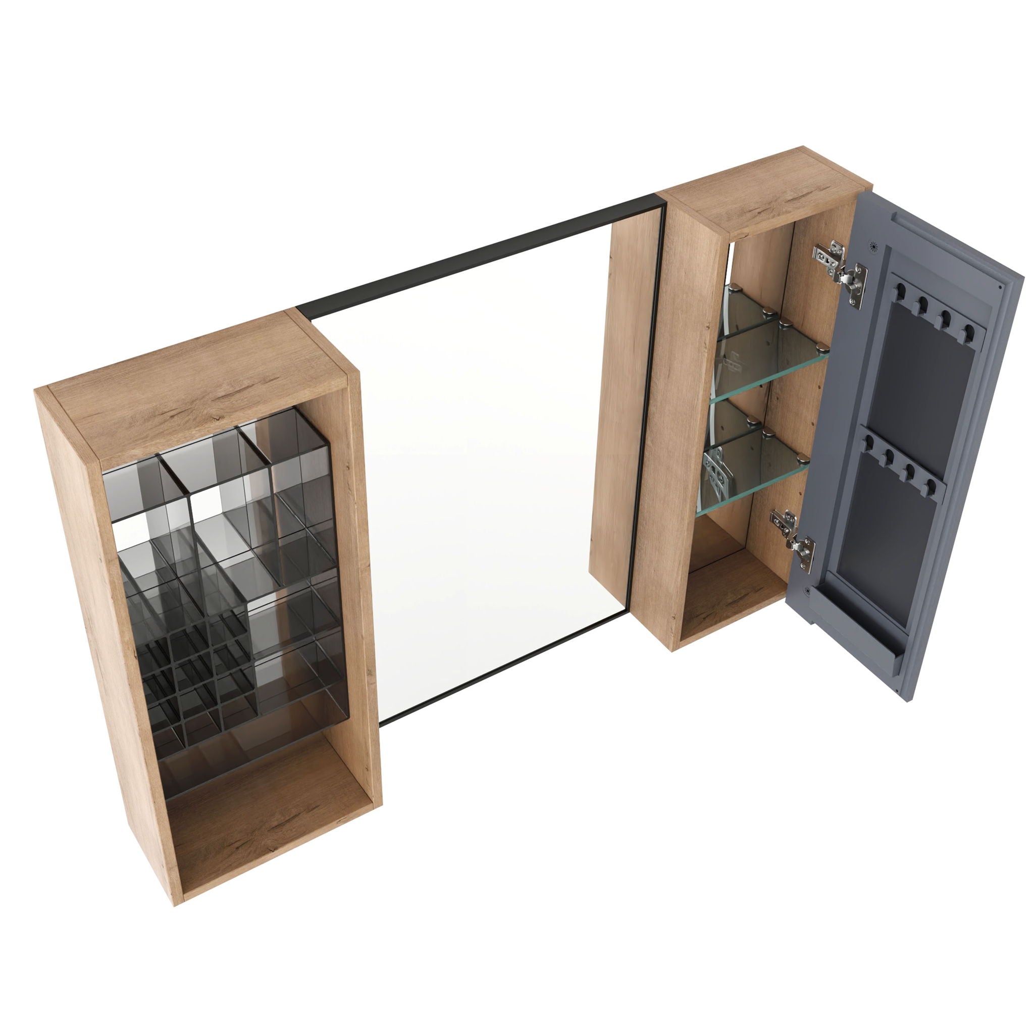 41.3" Wall Mounted Bathroom Cabinet With Adjustable Shelves Storage Unit - Imitative Oak