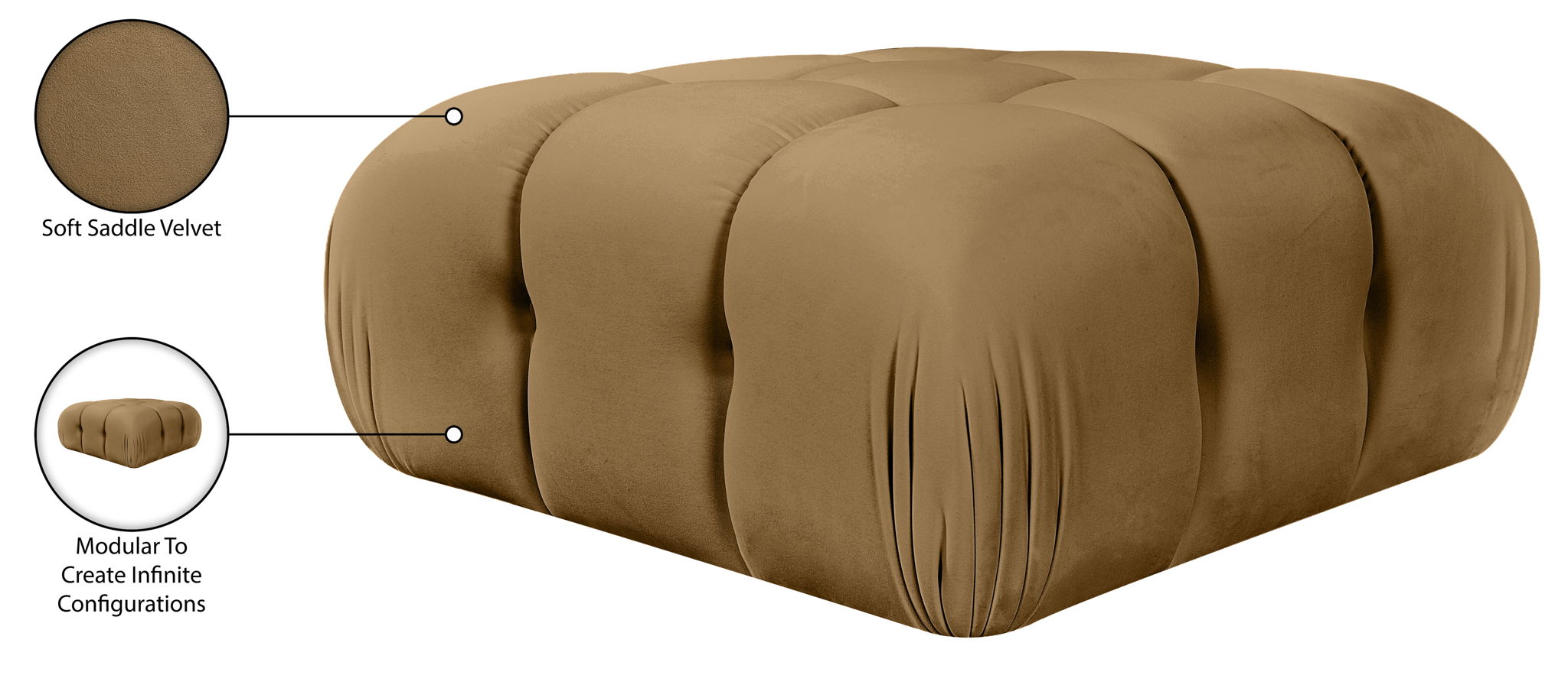 Orin - Velvet Performance Fabric Upholstered Modular Ottoman