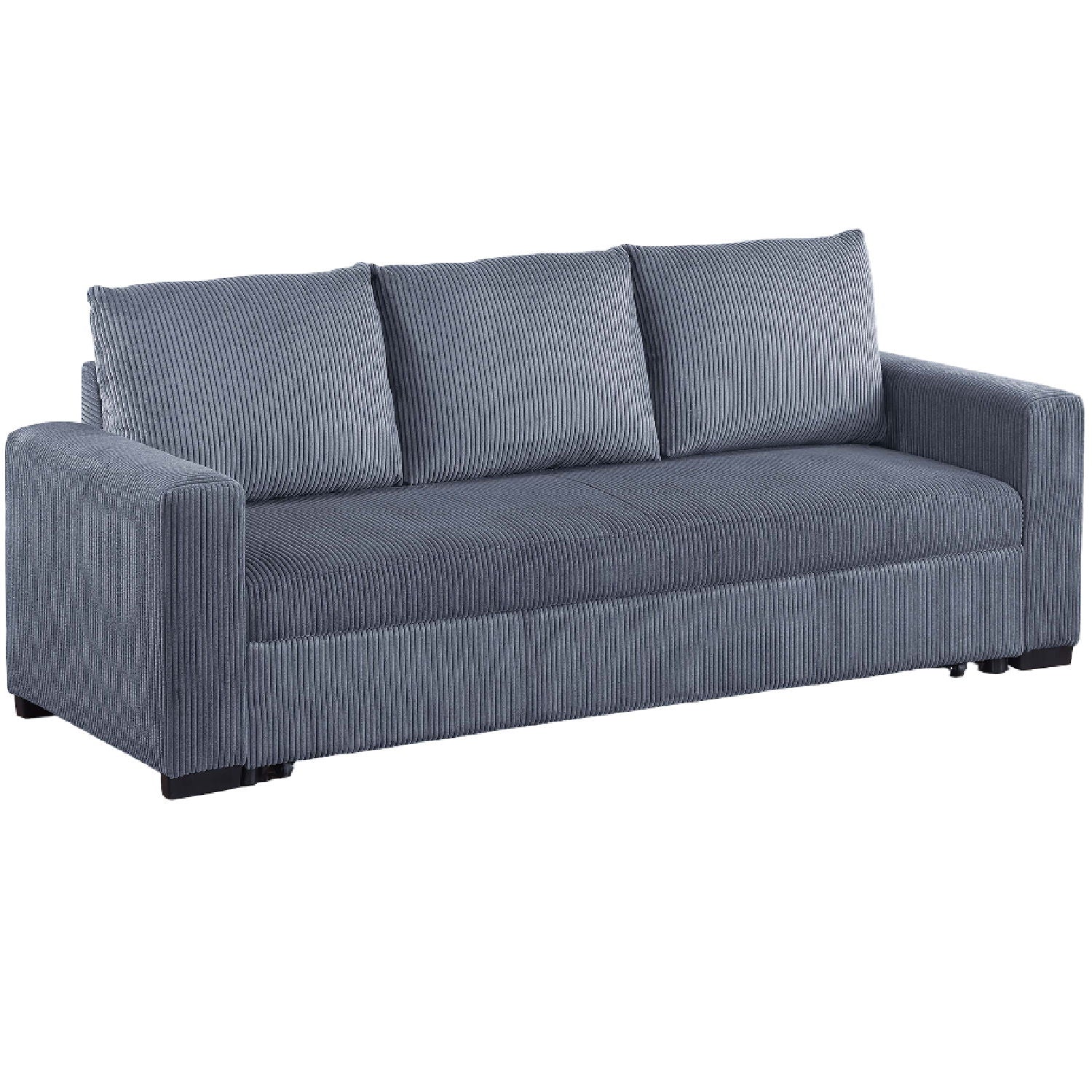 Convertible Sleeper Sofa With Pull Out Bed, Upholstery, Square Arms - Dark Gray