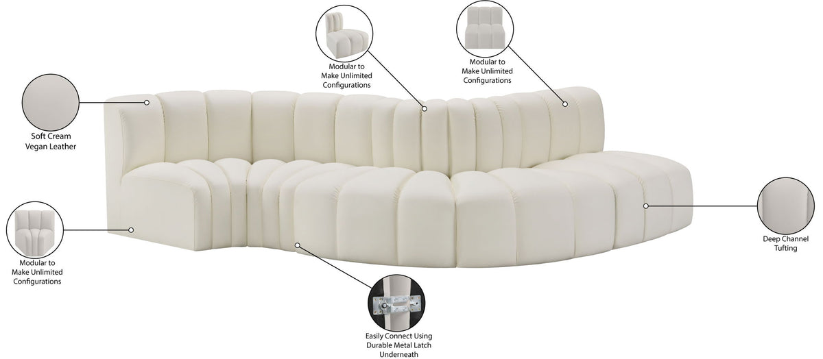 Arc - Faux Leather 5 Piece Modular Sofa