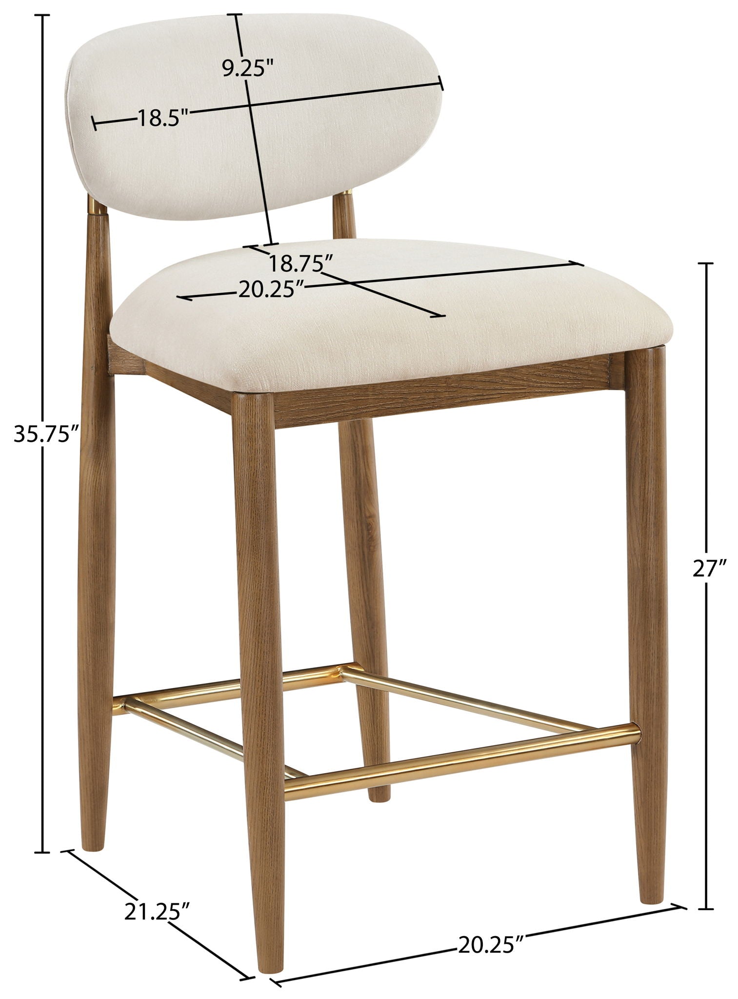 Riccio - Fabric Stool - Walnut Frame