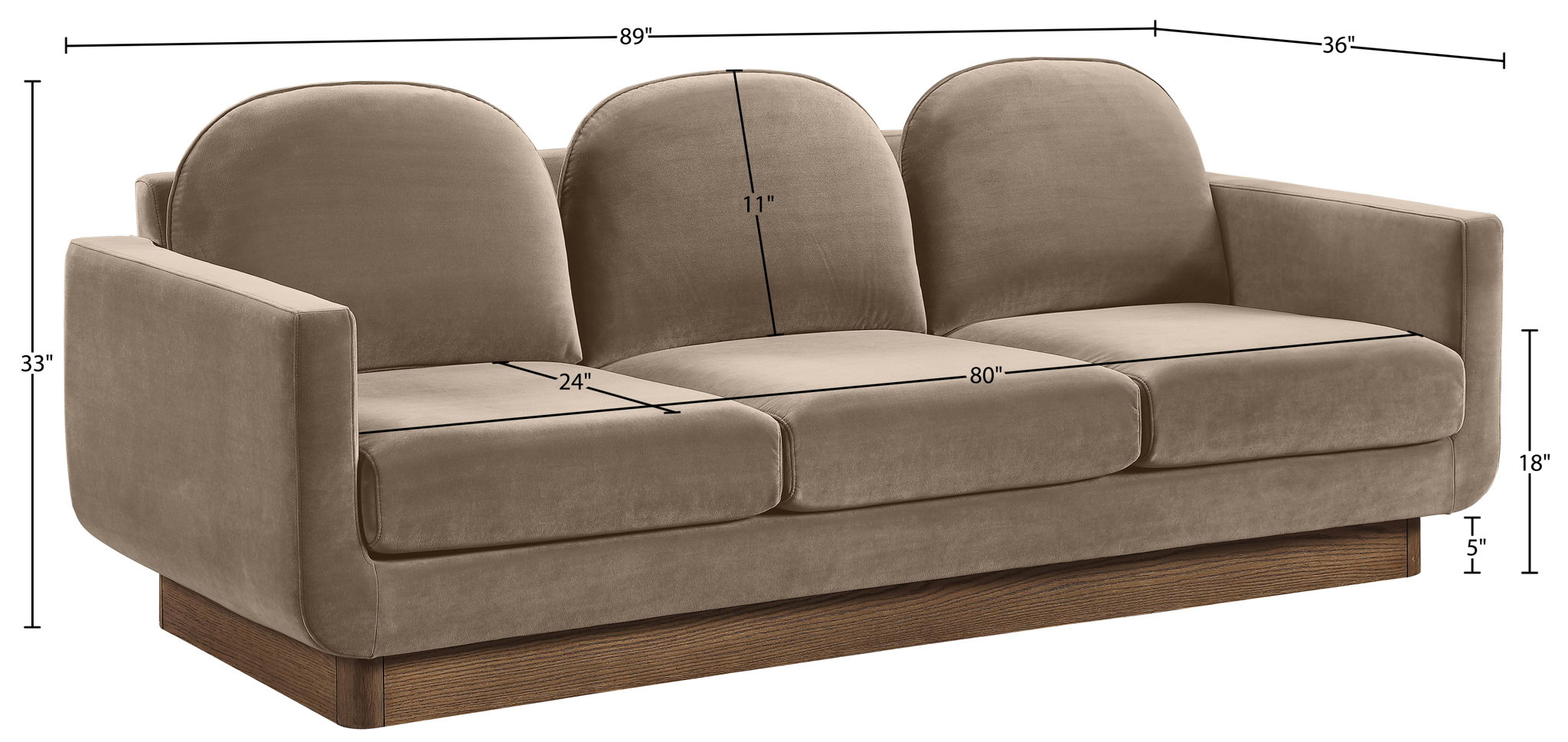 Diviento - Velvet Performance Fabric Upholstered Sofa
