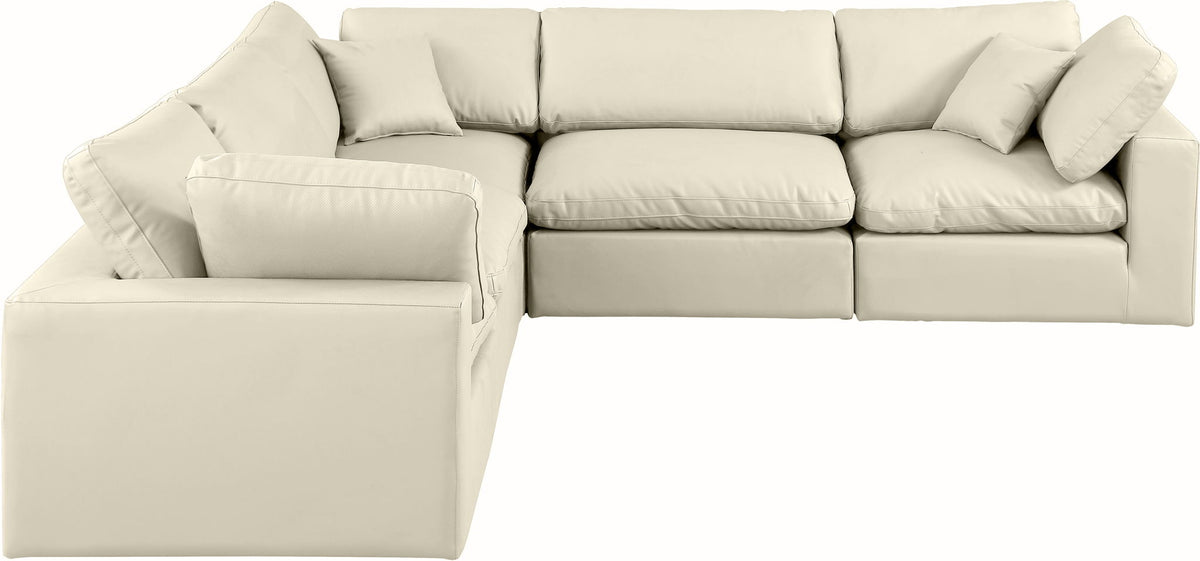 Comfy - 5 Piece Faux Leather Modular Corner Sectional