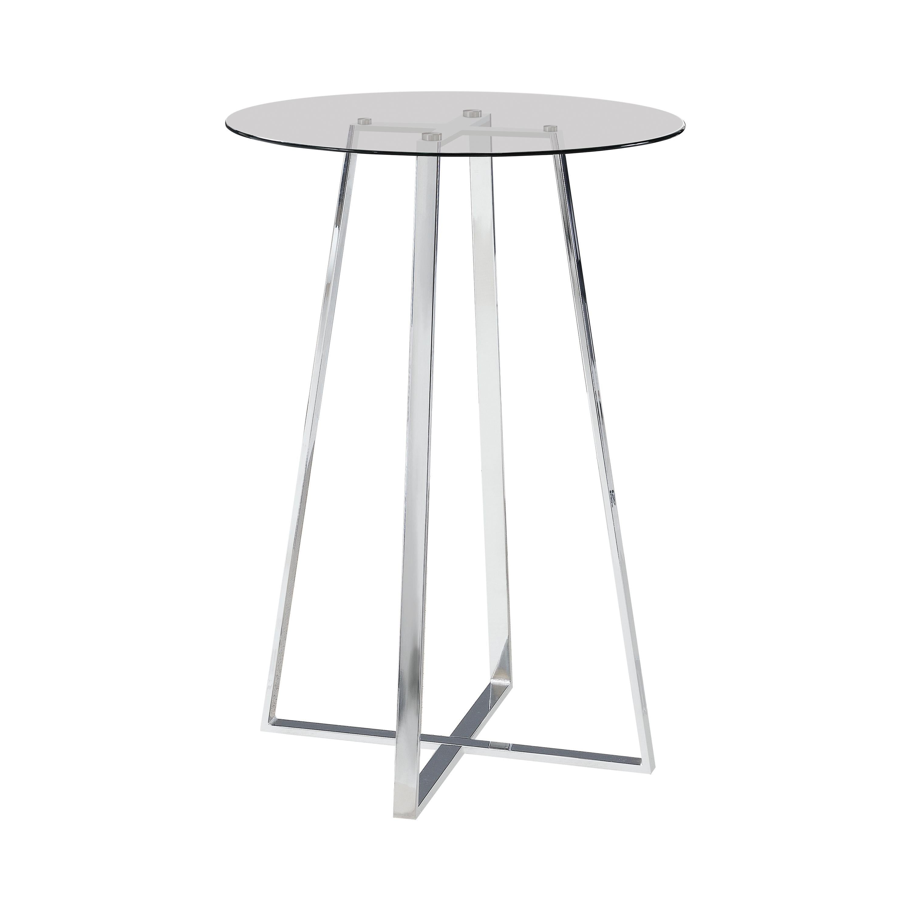 Coaster Furniture Round Pub Height Dining Table with Glass Top and Pedestal Base 100026 IMAGE 1