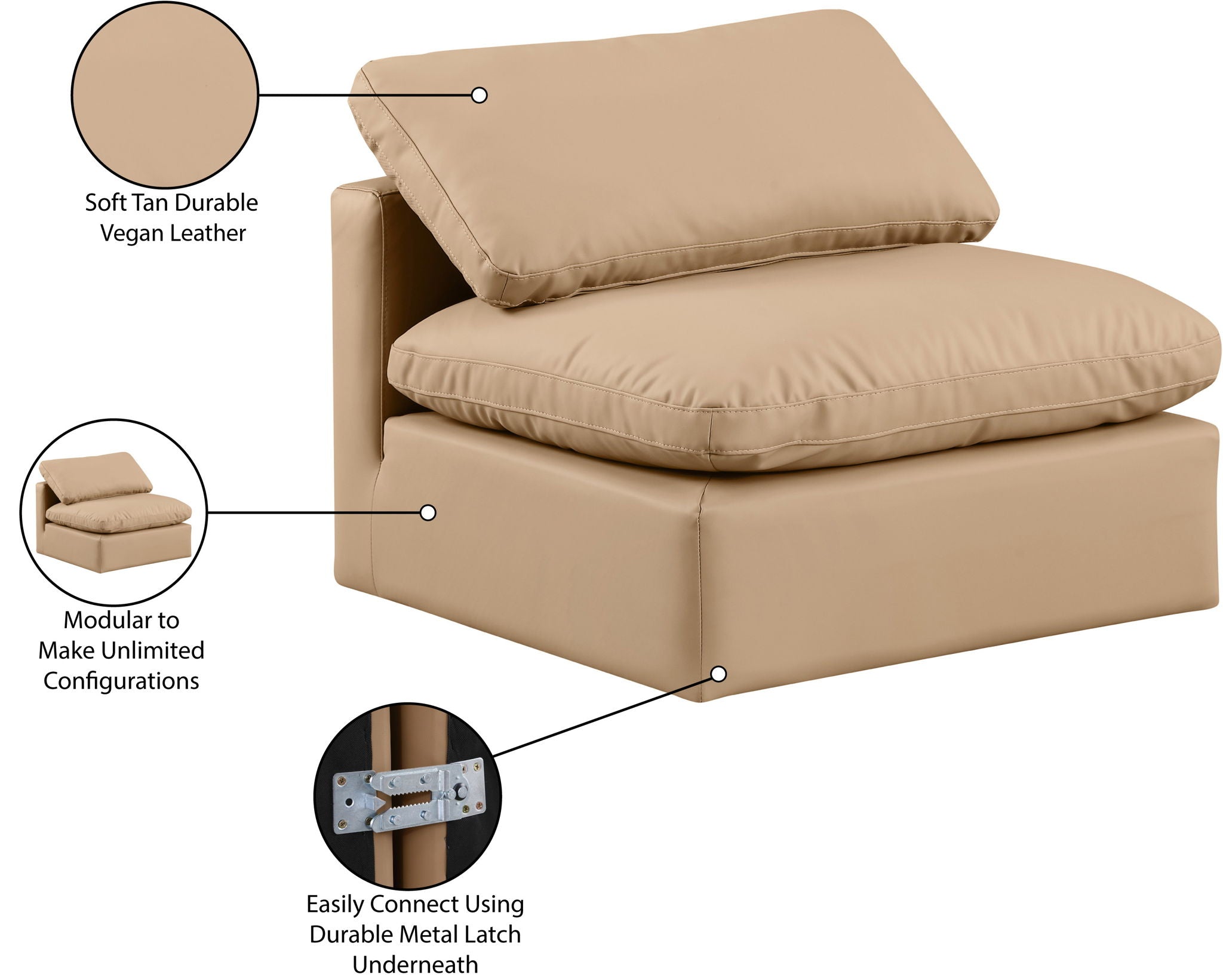 Indulge - Faux Leather Armless Chair - Tan