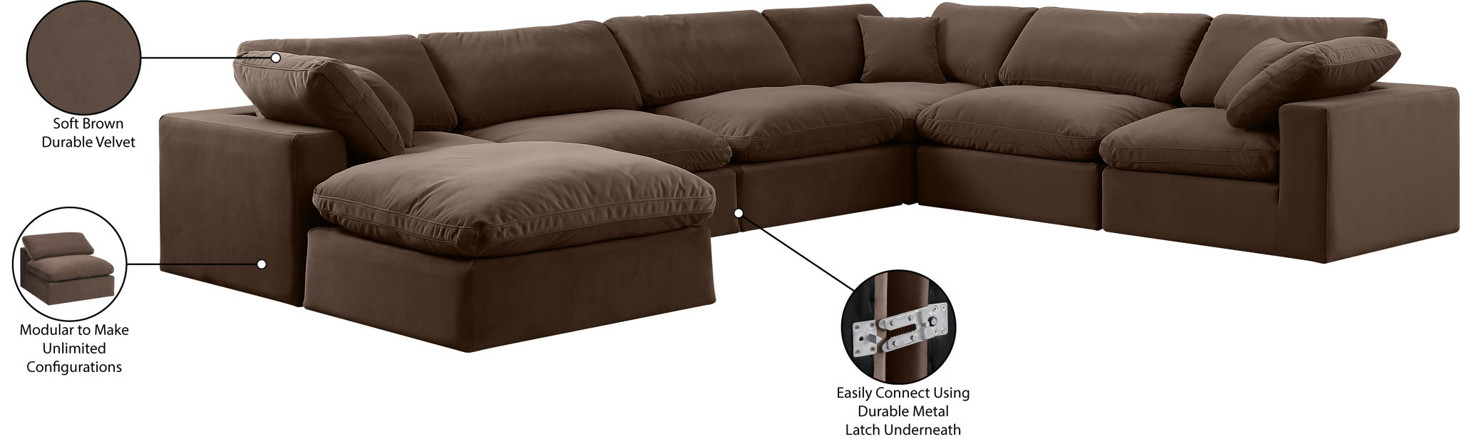 Comfy - 7 Piece Velvet Modular Sectional With Chaise
