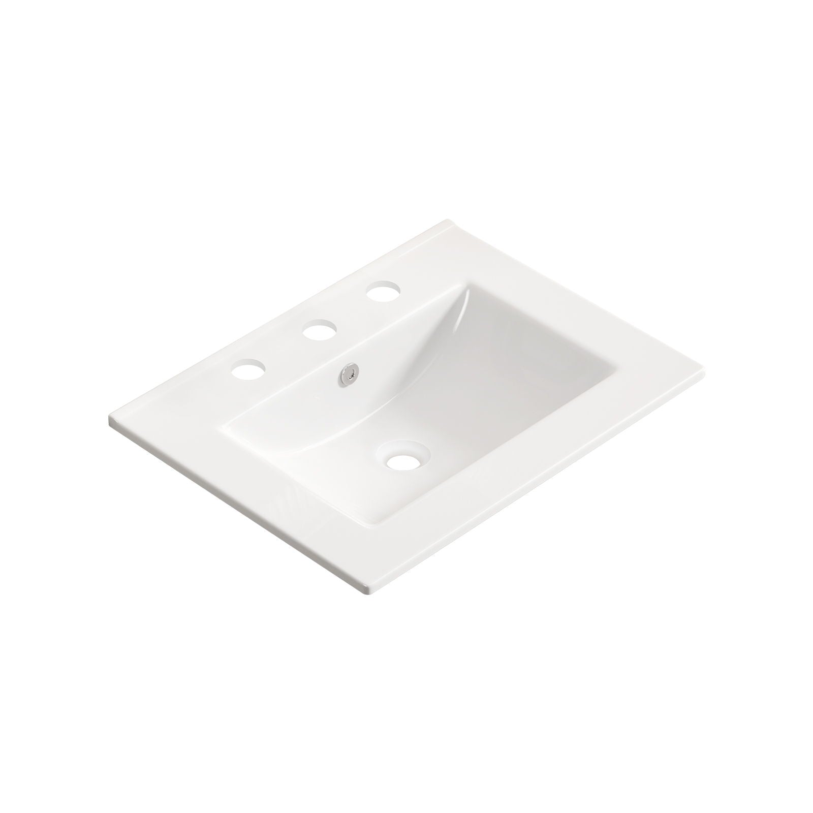 Vessel Sink With 3 Holes, Oval Design For Bathroom - Milk White