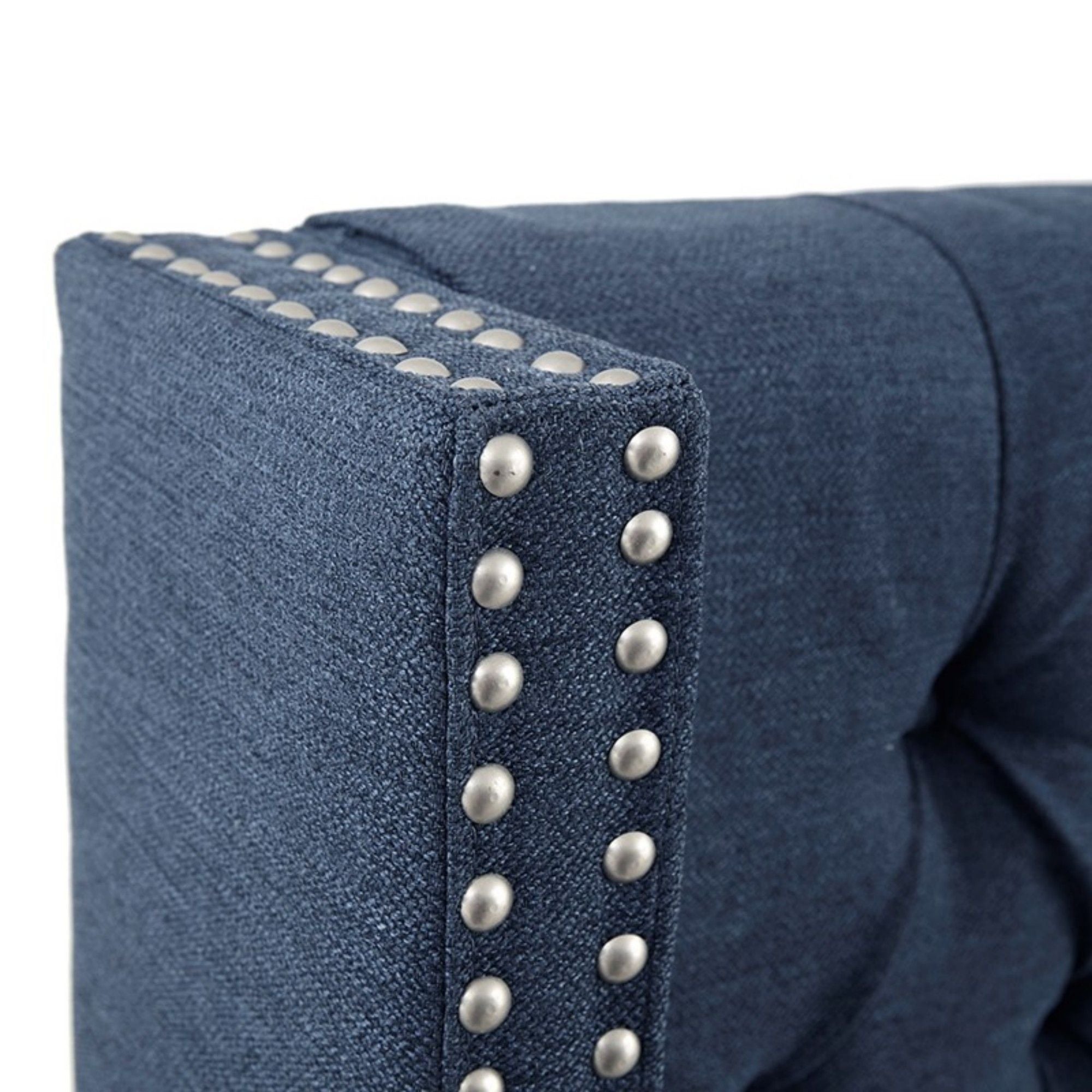 Transitional Upholstery Headboard With Tufted Buttons And Nailhead Trim