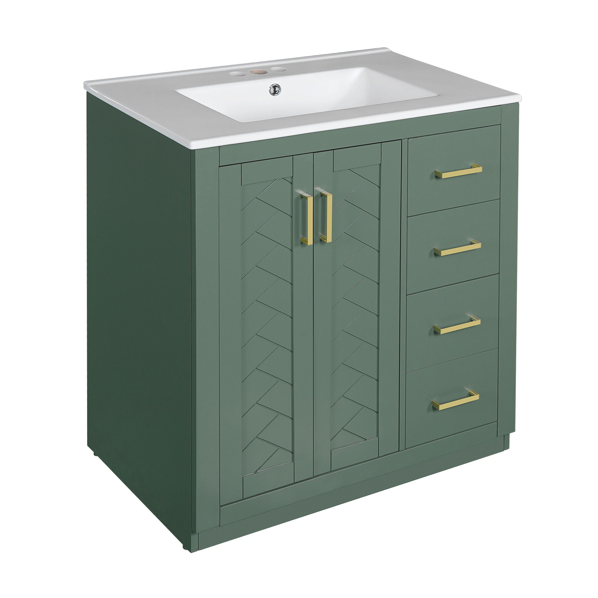 Bathroom Vanity With Sink, Storage Cabinet, Freestanding Set With 3 Drawers & Soft Closing Doors