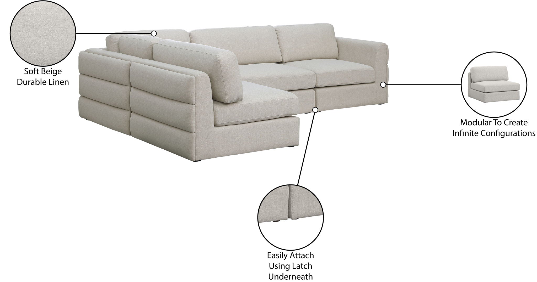 Beckham - 4 Piece Modular Sectional