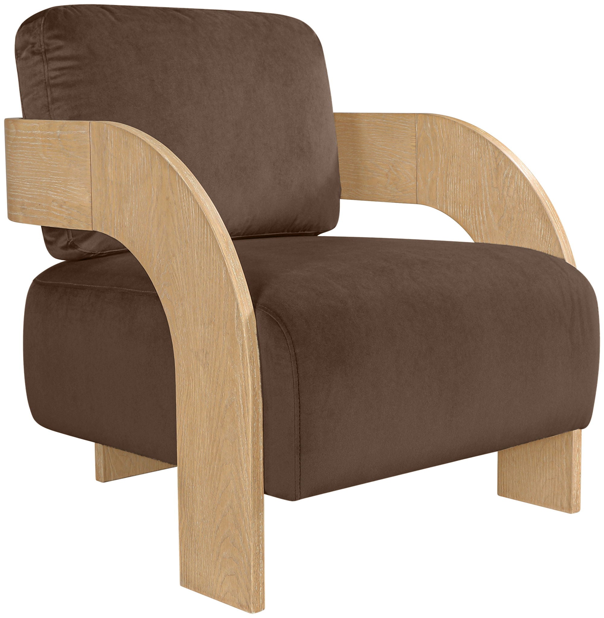 Cedra - Velvet Performance Fabric Upholstered Accent Chair - Natural Frame