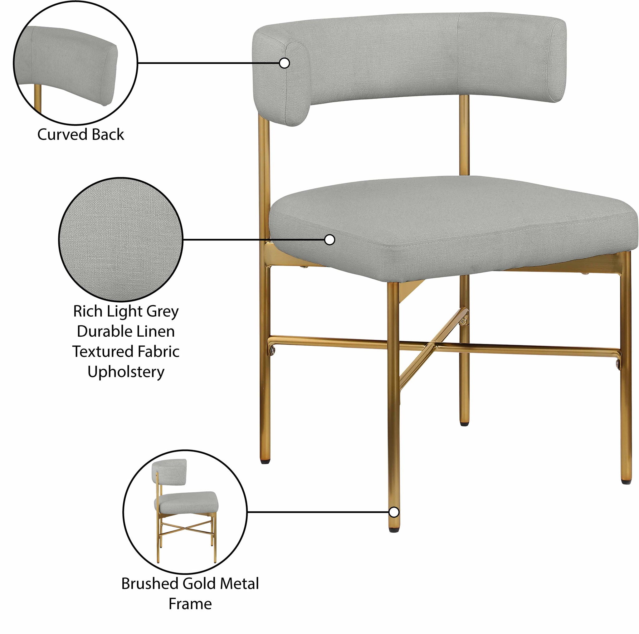 Rivage - Durable Dining Chair With Gold Frame (Set of 2)