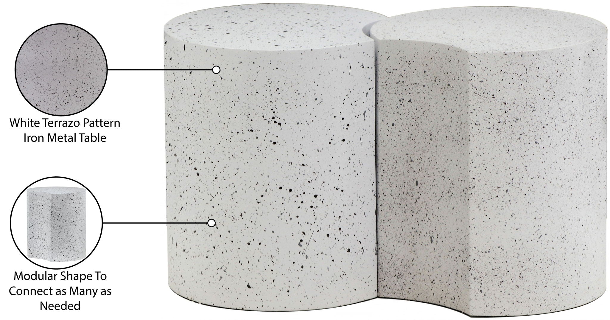 Dimple - 2 Piece Modular End Table - Terazzo Finish