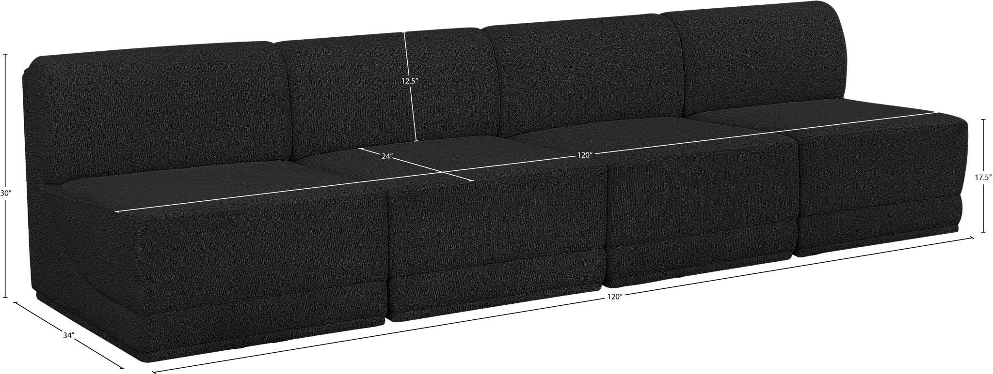 Ollie - 4 Seat Armless Modular Sofa