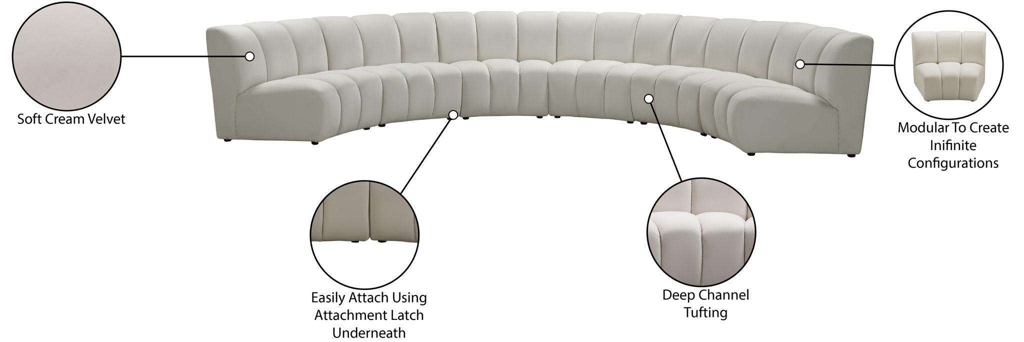 Infinity - 6 Piece Velvet Modular Sectional