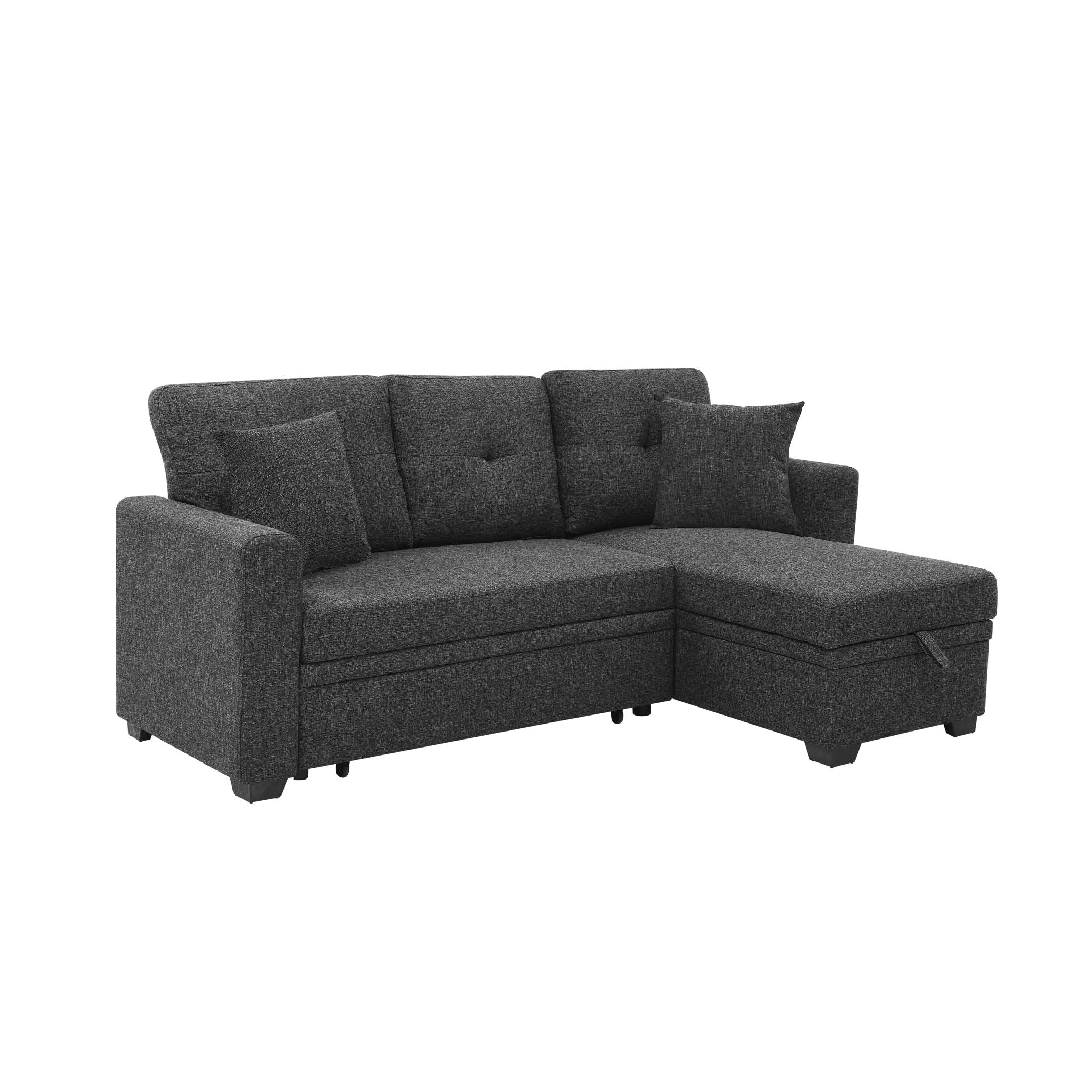 Upholstered Sectional With Pull Out Bed And Chaise Storage