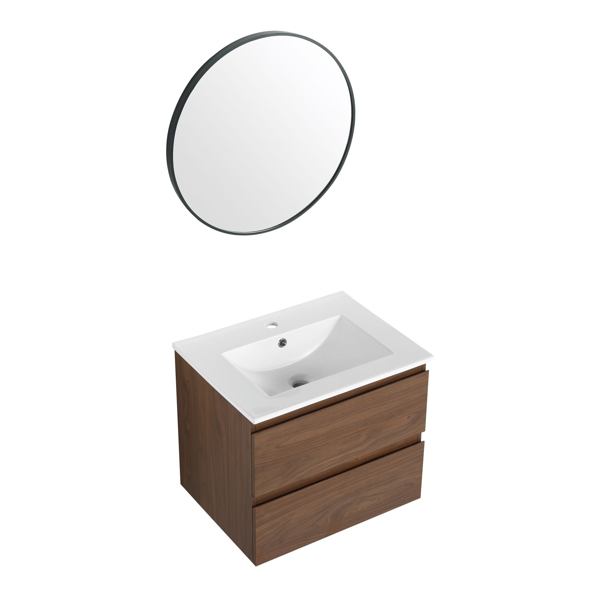 Wall Mounted Bathroom Vanity & Sink, 2 Soft Close Drawers