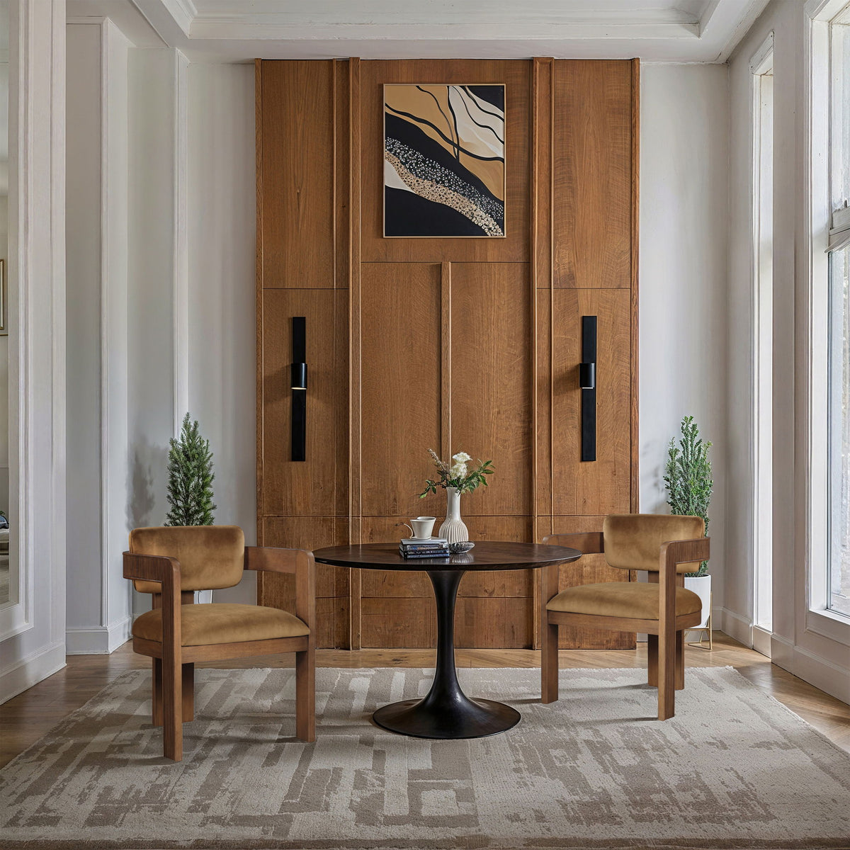 Sacha - Velvet Dining Chair With Brown Base (Set of 2)