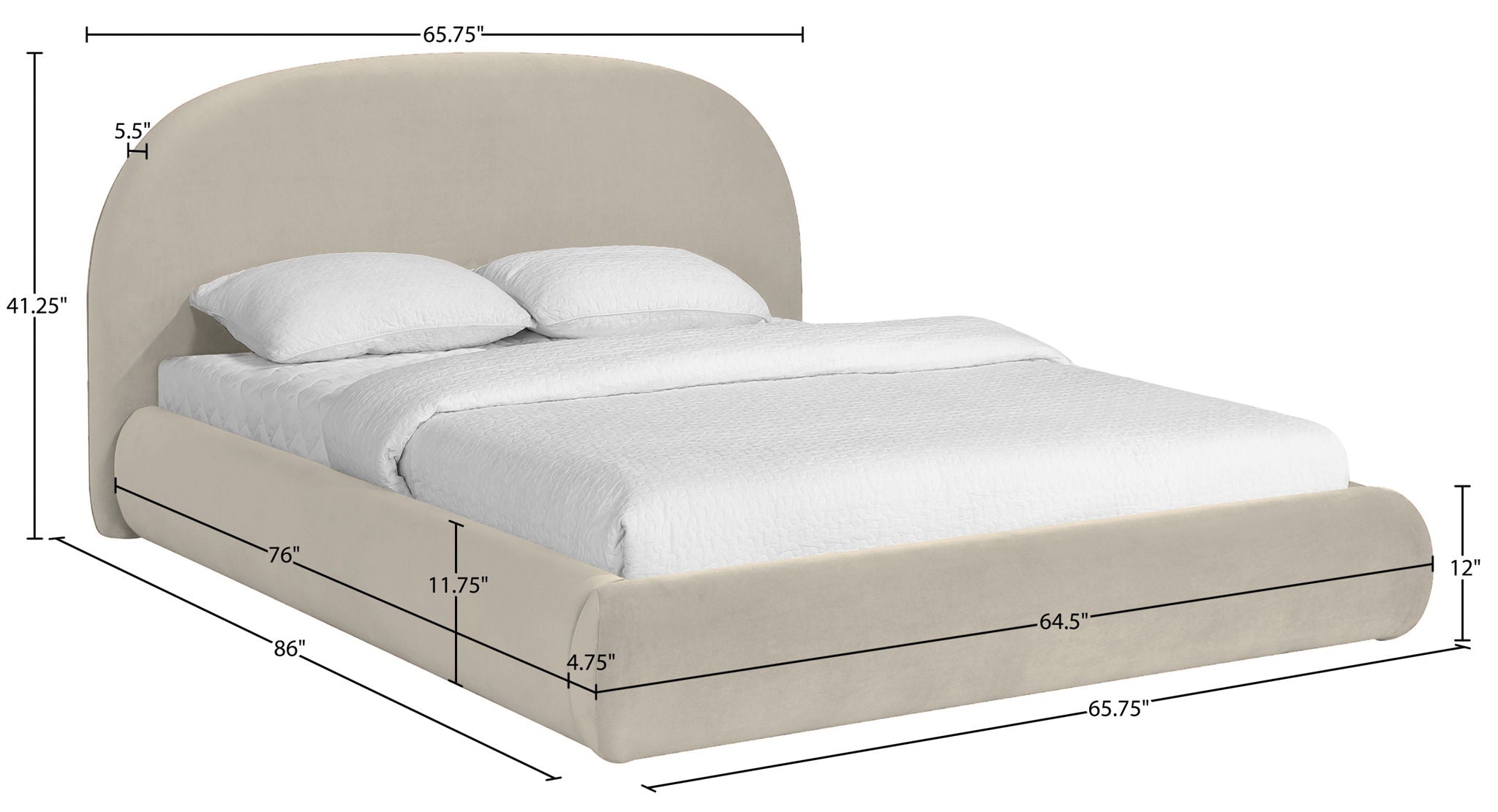 Celine - Upholstered Bed - Cream