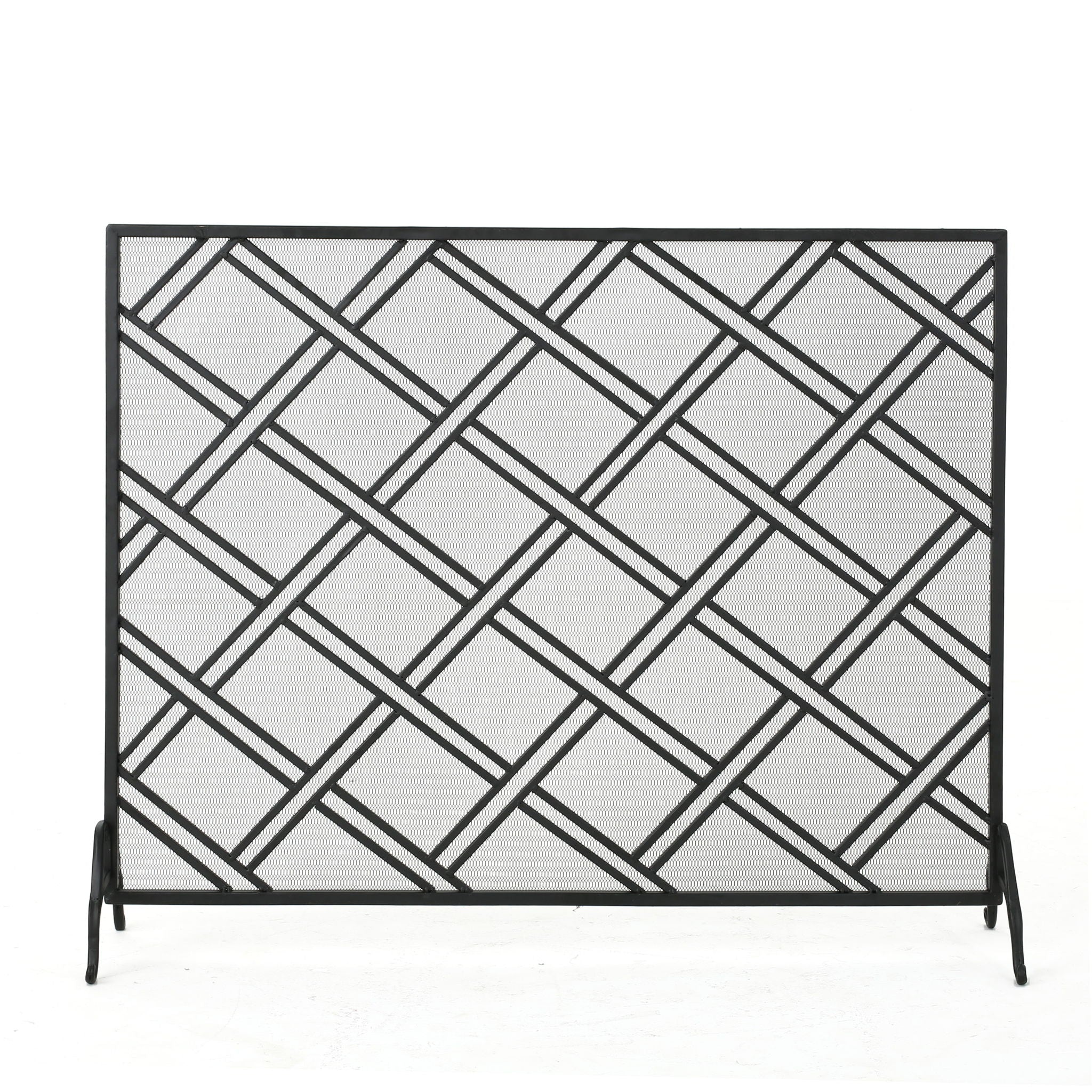 Elegant Design Fire Screen Protective Barrier Iron - Black