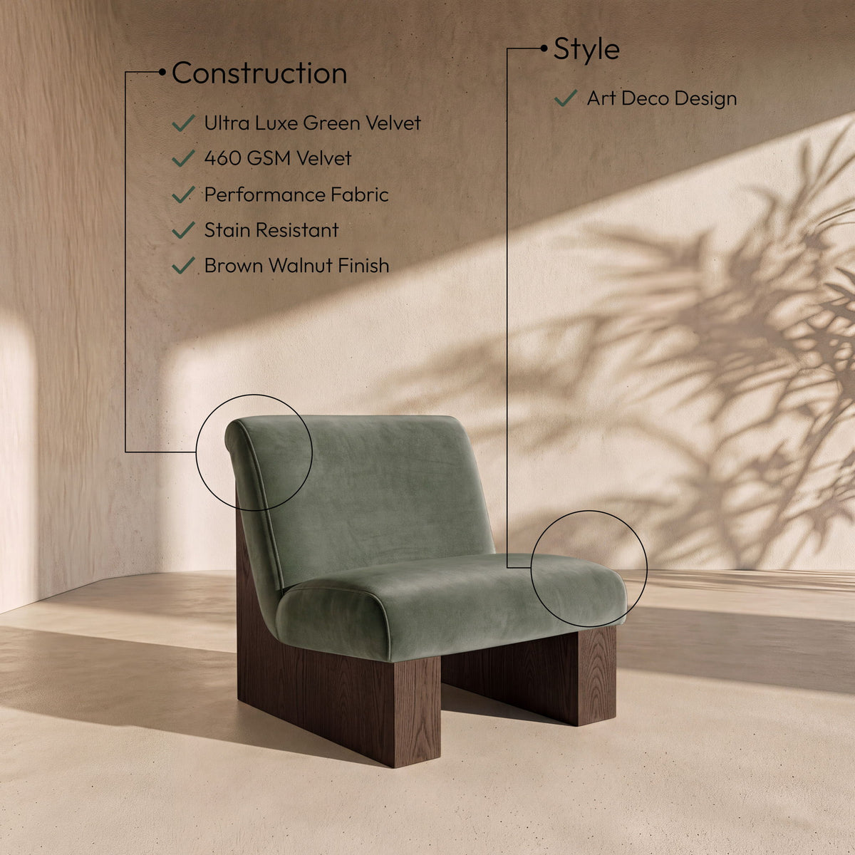 Vantage - Velvet Performance Fabric Upholstered Accent Chair