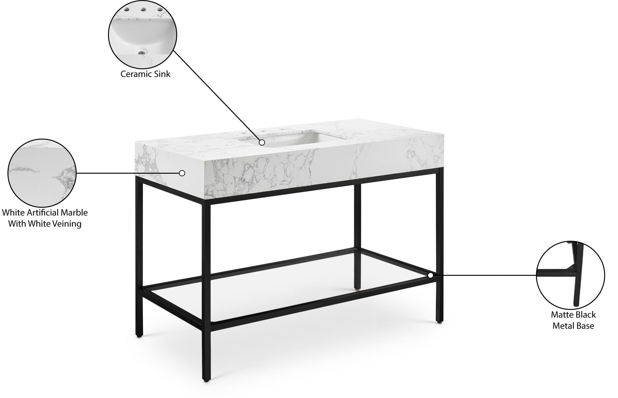 Marmo - Engineered Marble Bathroom Vanity With Black Base